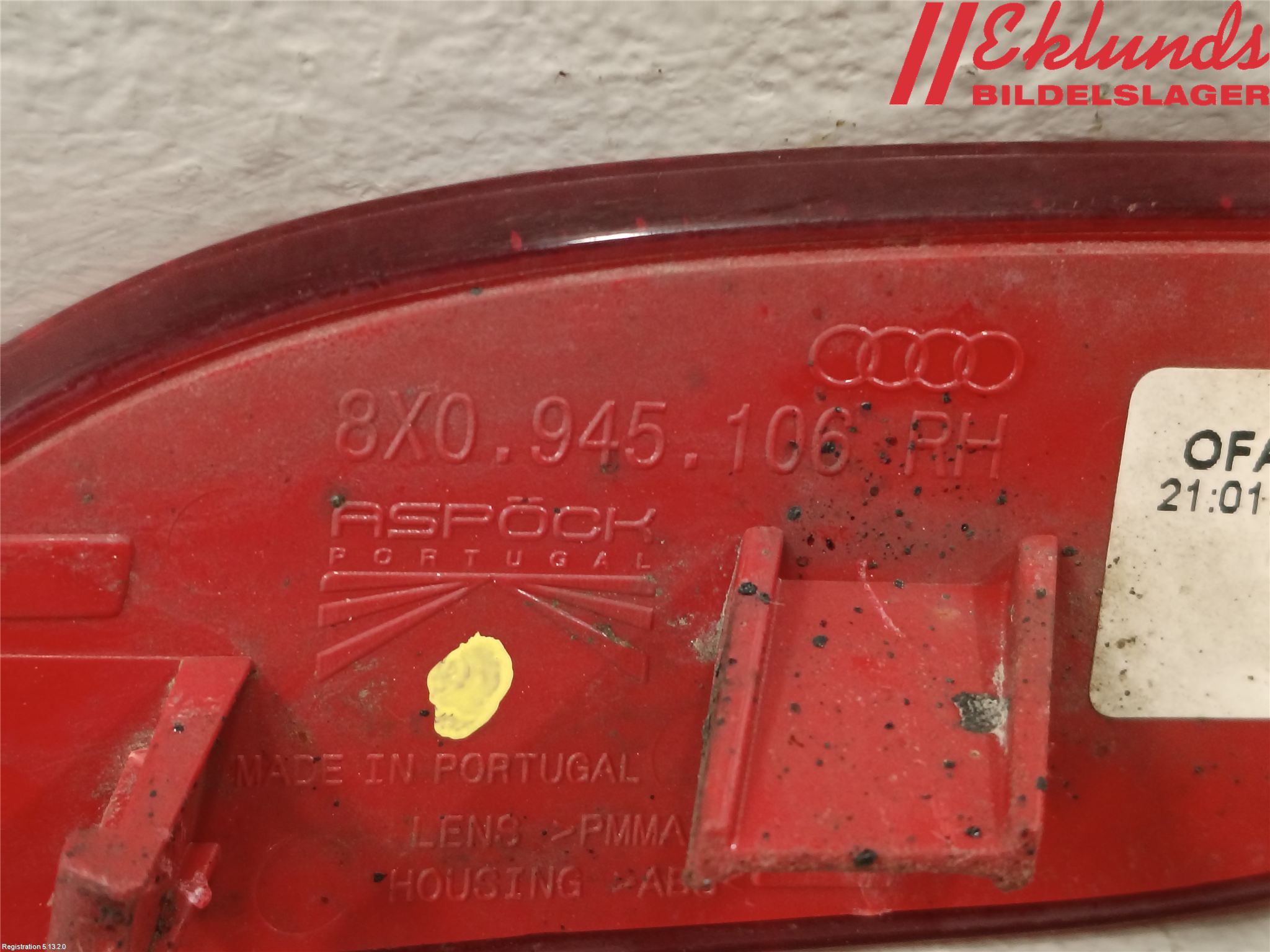 Audi A1/S1 11-18 Dimljus/Reflex Bak