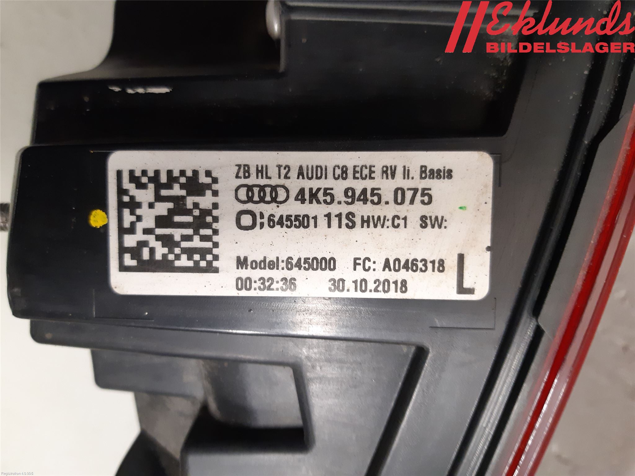 Audi A6 F2/C8 19- Bakljus Lucka Vä