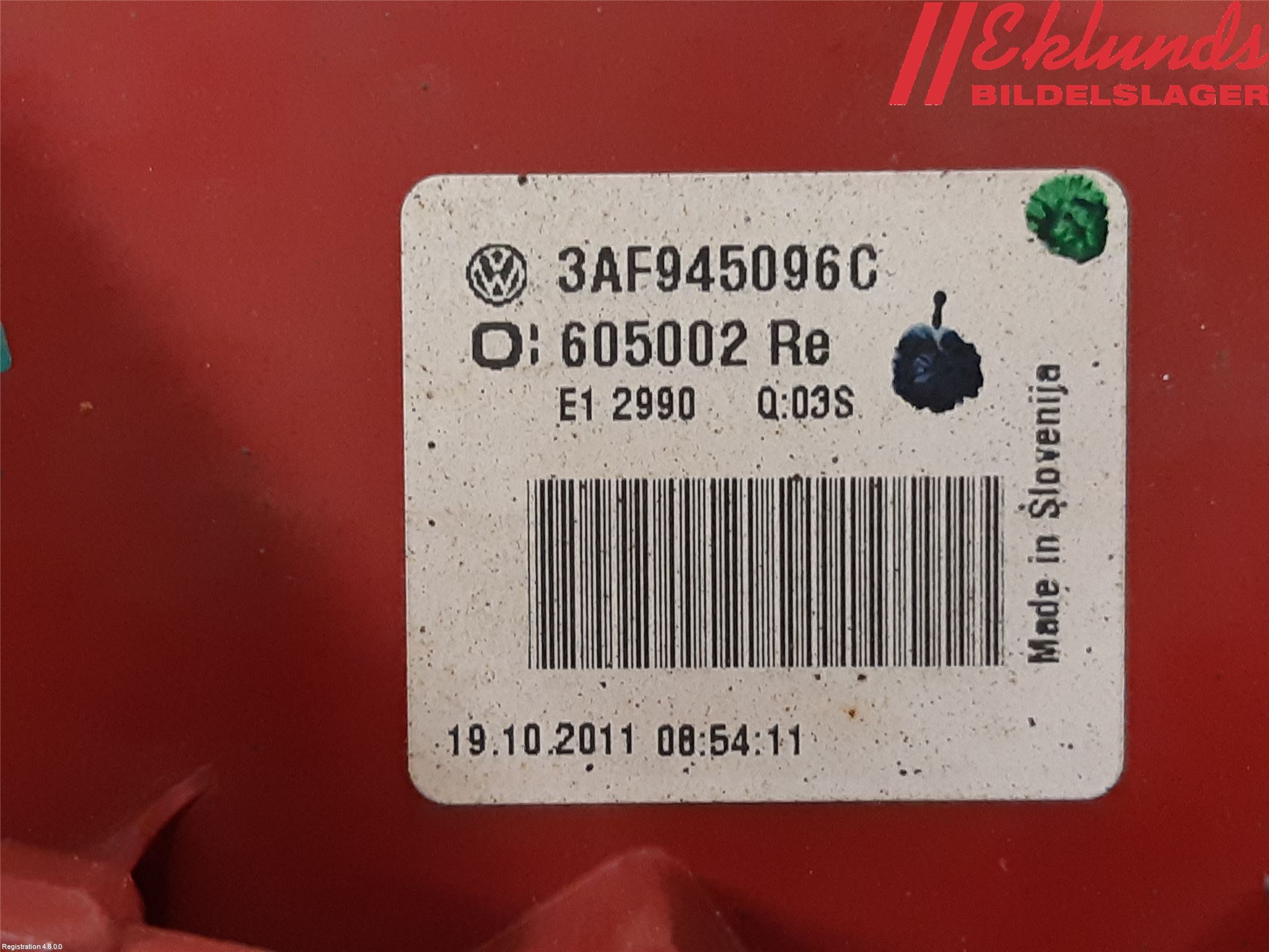 Volkswagen VW PASSAT 11-14 Bakljus Höger