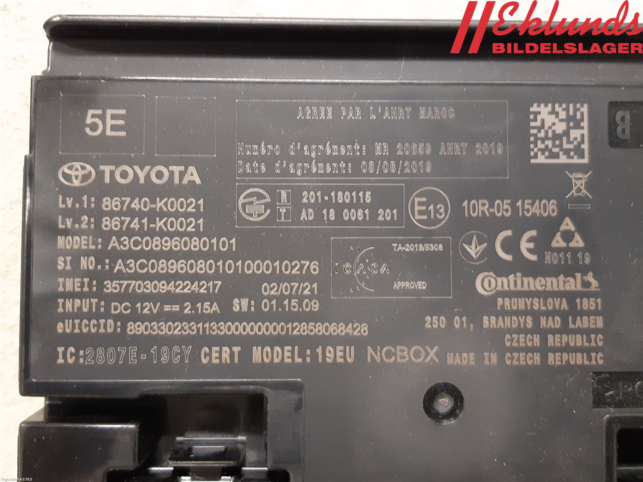 Toyota YARIS XP21 20- Styrenhet Övrigt