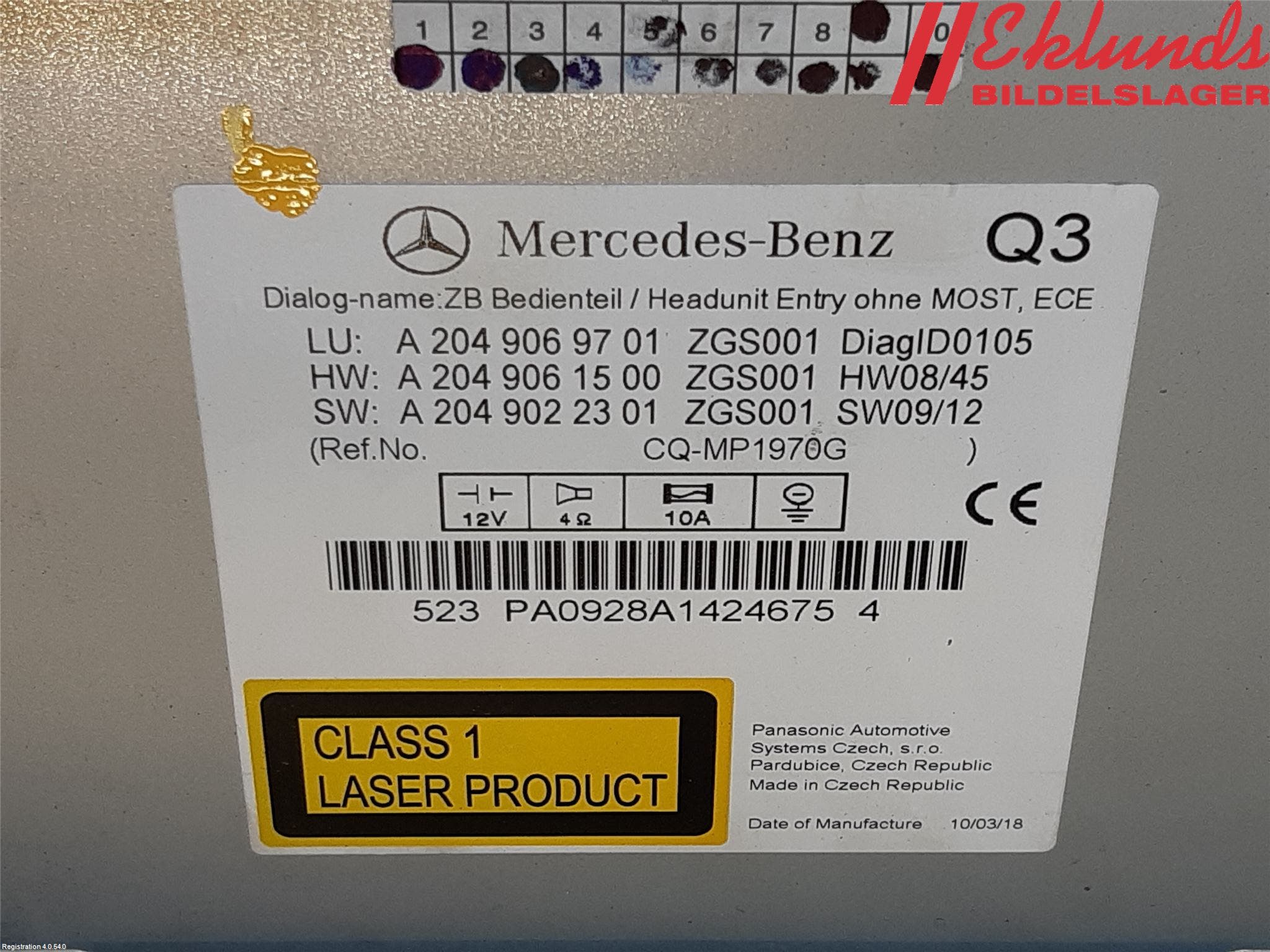 Mercedes-Benz MB C-KLASS (W204) 07-15 Cd Radio - Multimediapanel
