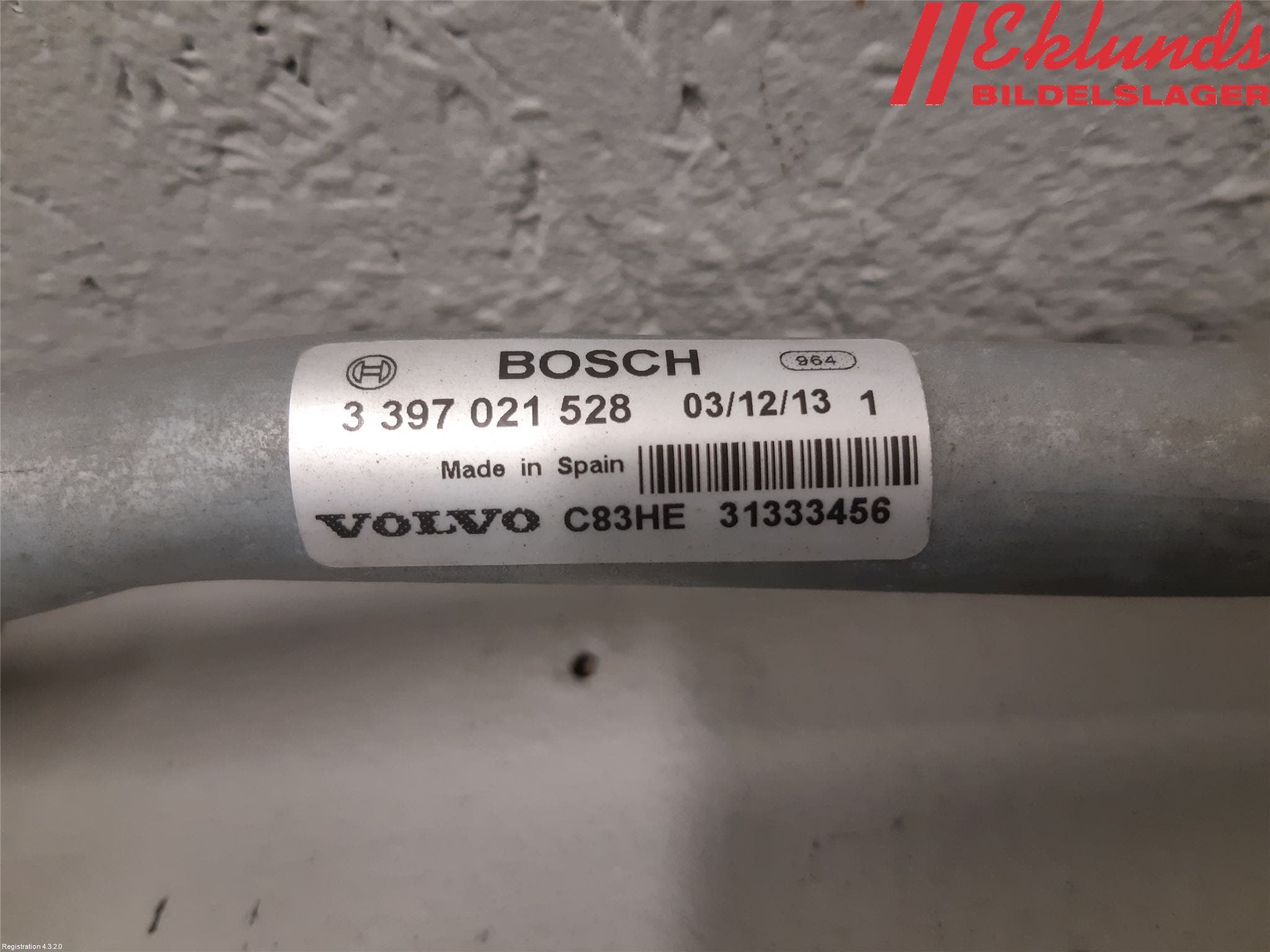 Volvo V70 14-16 Torkarmekanism Vindruta