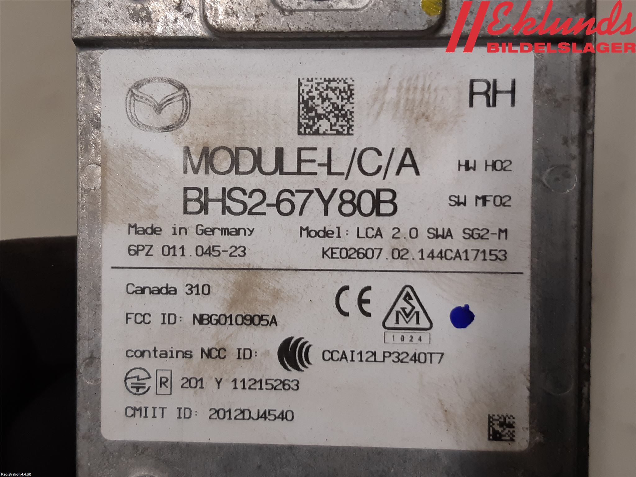 Mazda 3 III 14-19 Sensor Aktivt Kollisionsskydd