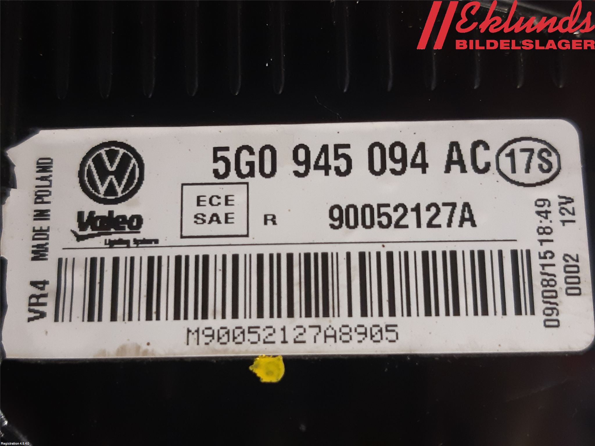 Volkswagen VW GOLF / E-GOLF VII 13-20 Bakljus Lucka Hö