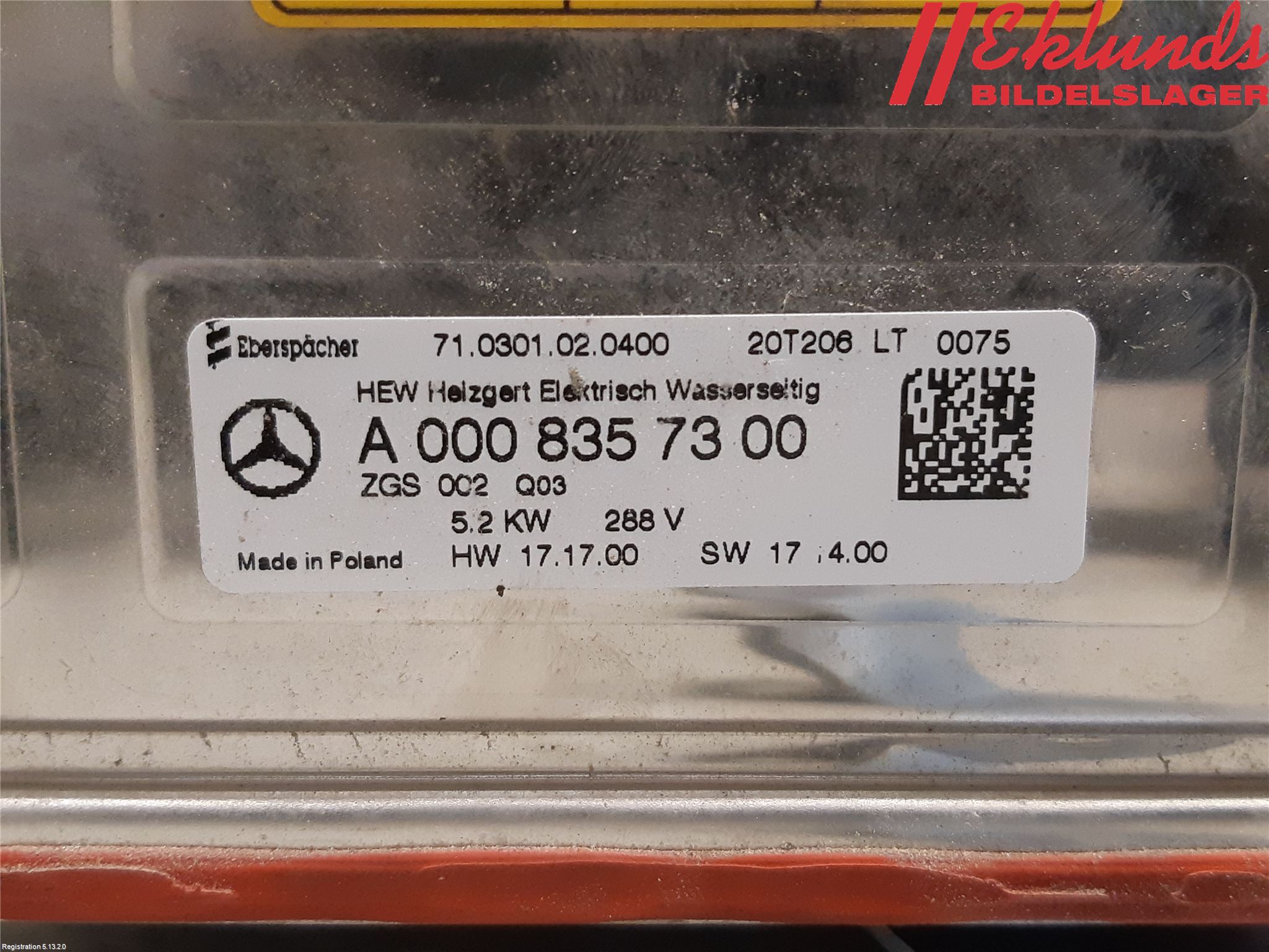 Mercedes-Benz MB EQC (N293) 20- Motorvärmare El-Sats Komp