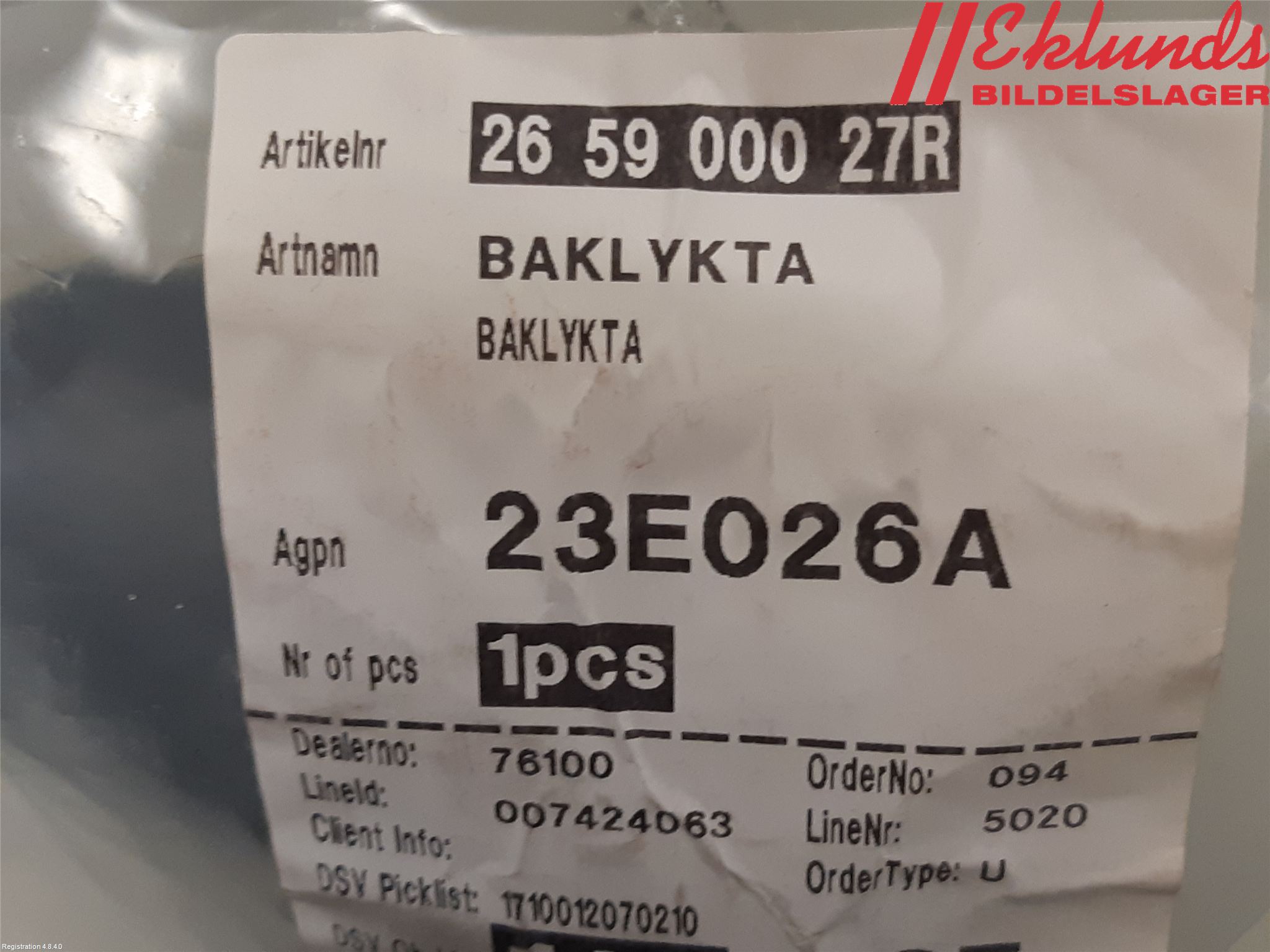 Dacia DUSTER 10-17 Bromsljus Bakruta