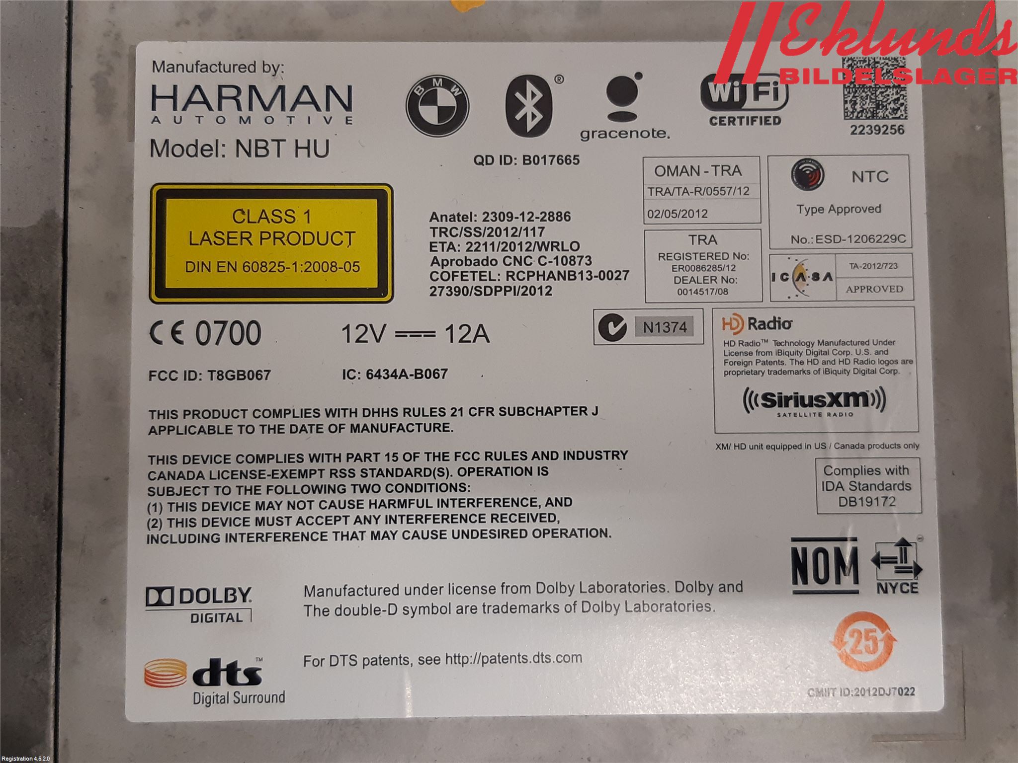 BMW 5 F10/F11/F18 09-17 Cd Radio - Multimediapanel
