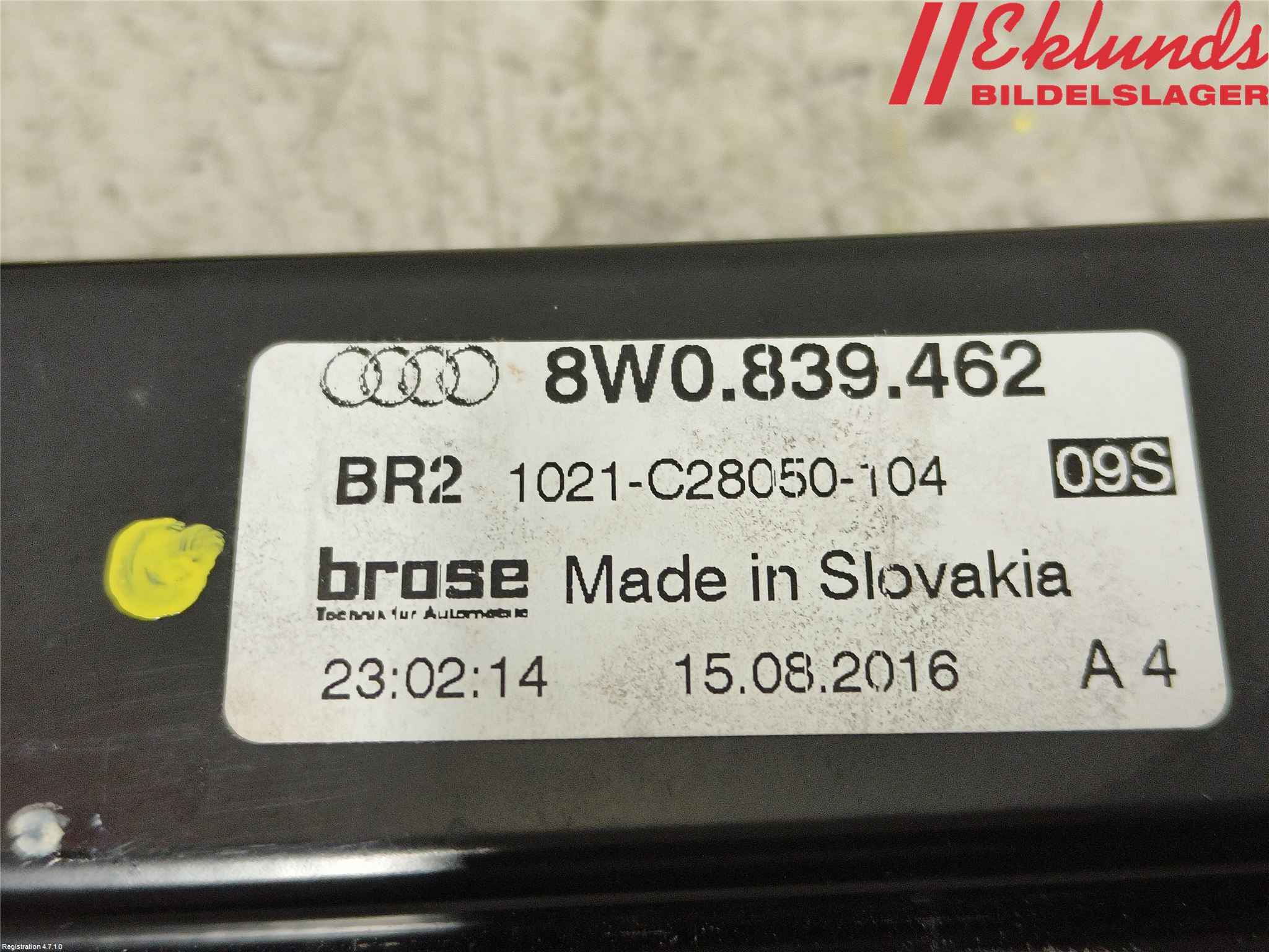 Audi A4/S4 B9 16-19 Fönsterhiss El Kompl