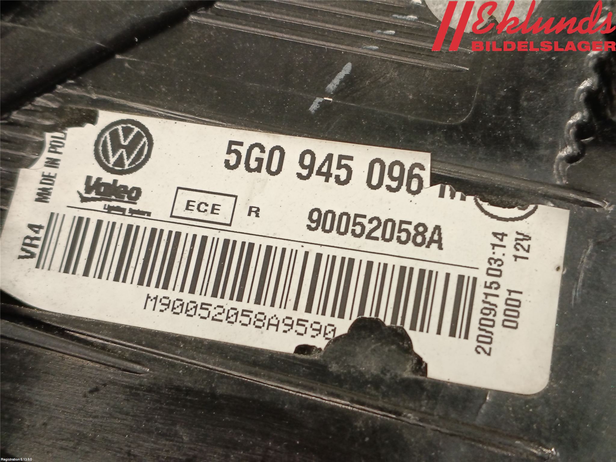 Volkswagen VW GOLF / E-GOLF VII 13-20 Bakljus Höger