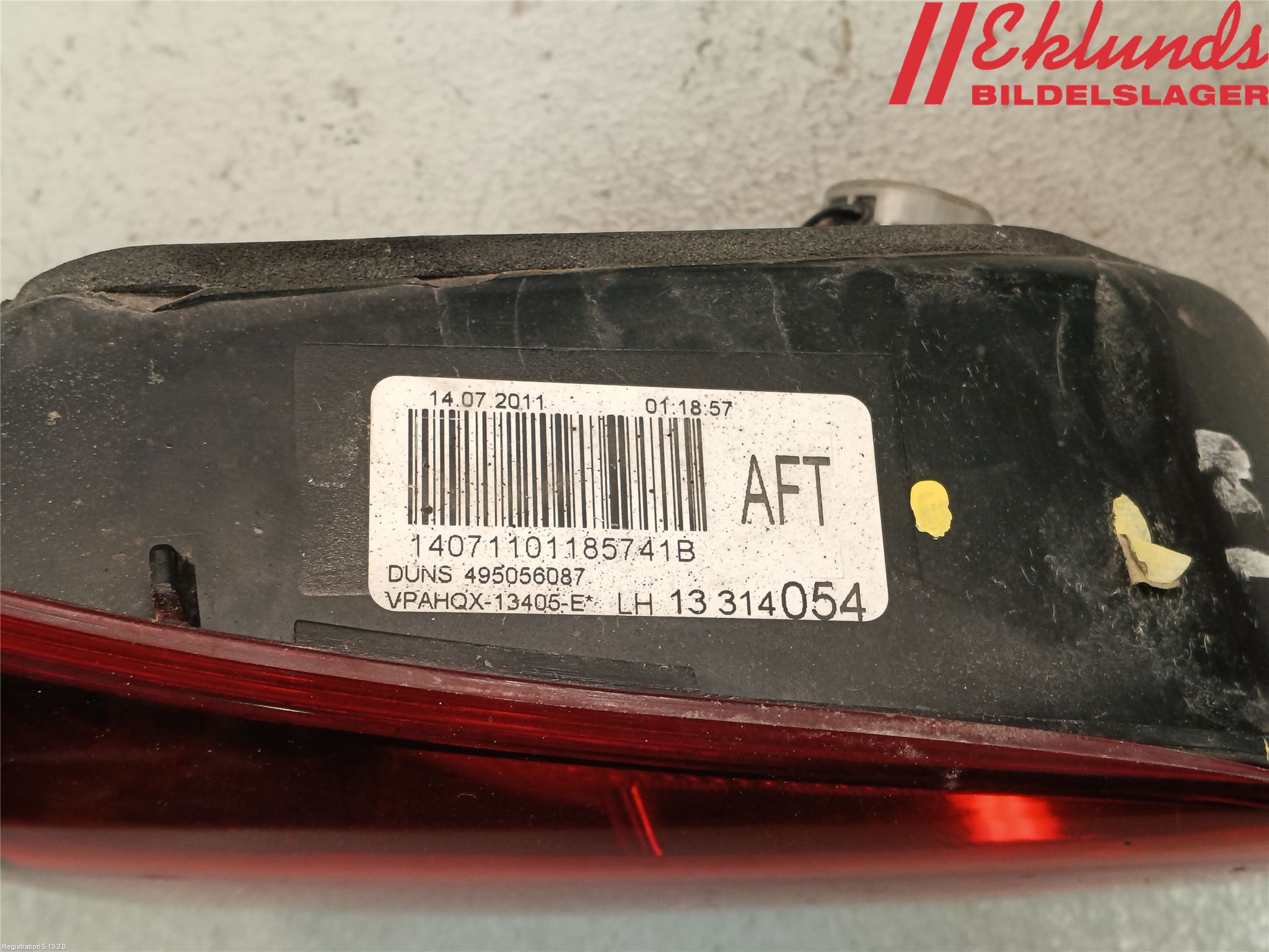 Opel ASTRA J 10-15 Bakljus Lucka Vä