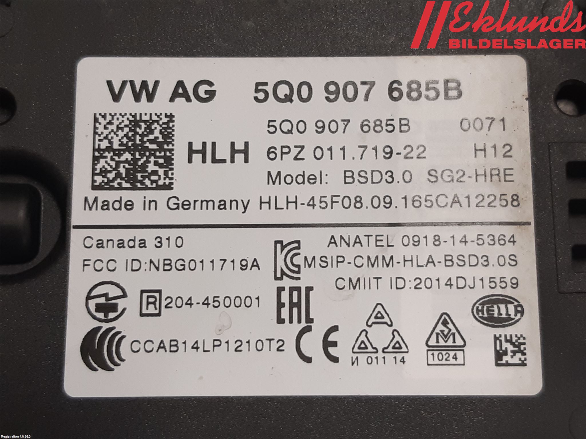 Skoda SUPERB 16-24 Sensor Aktivt Kollisionsskydd