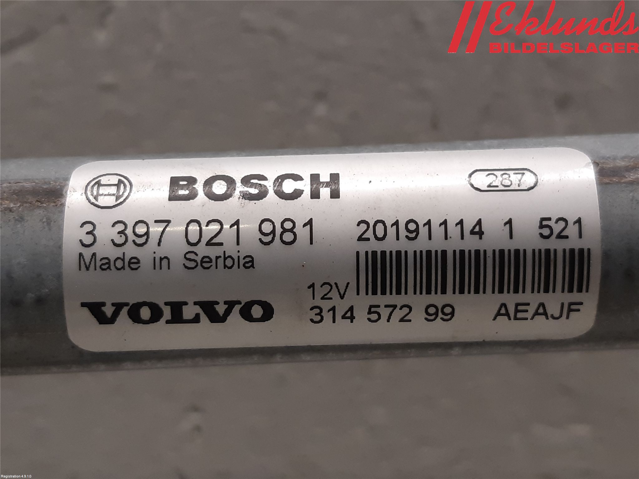 Volvo XC40/RECHARGE 18- Torkarmekanism Vindruta