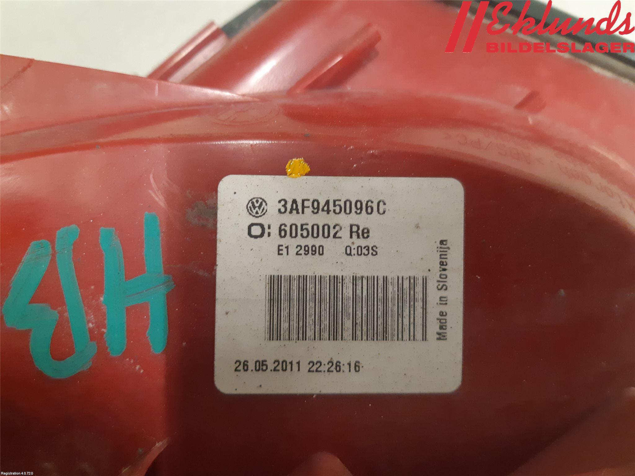 Volkswagen VW PASSAT 11-14 Bakljus Höger