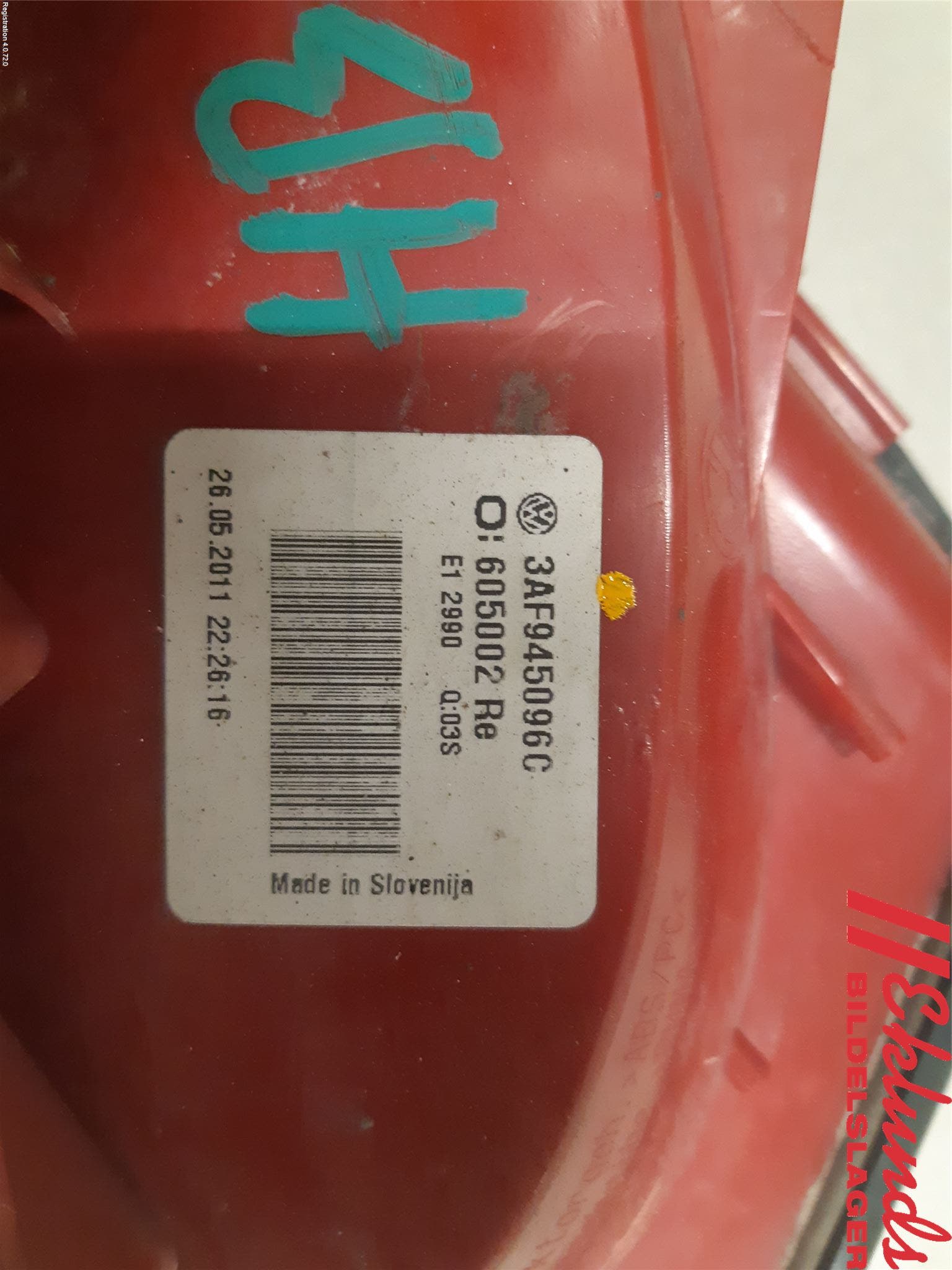 Volkswagen VW PASSAT 11-14 Bakljus Höger