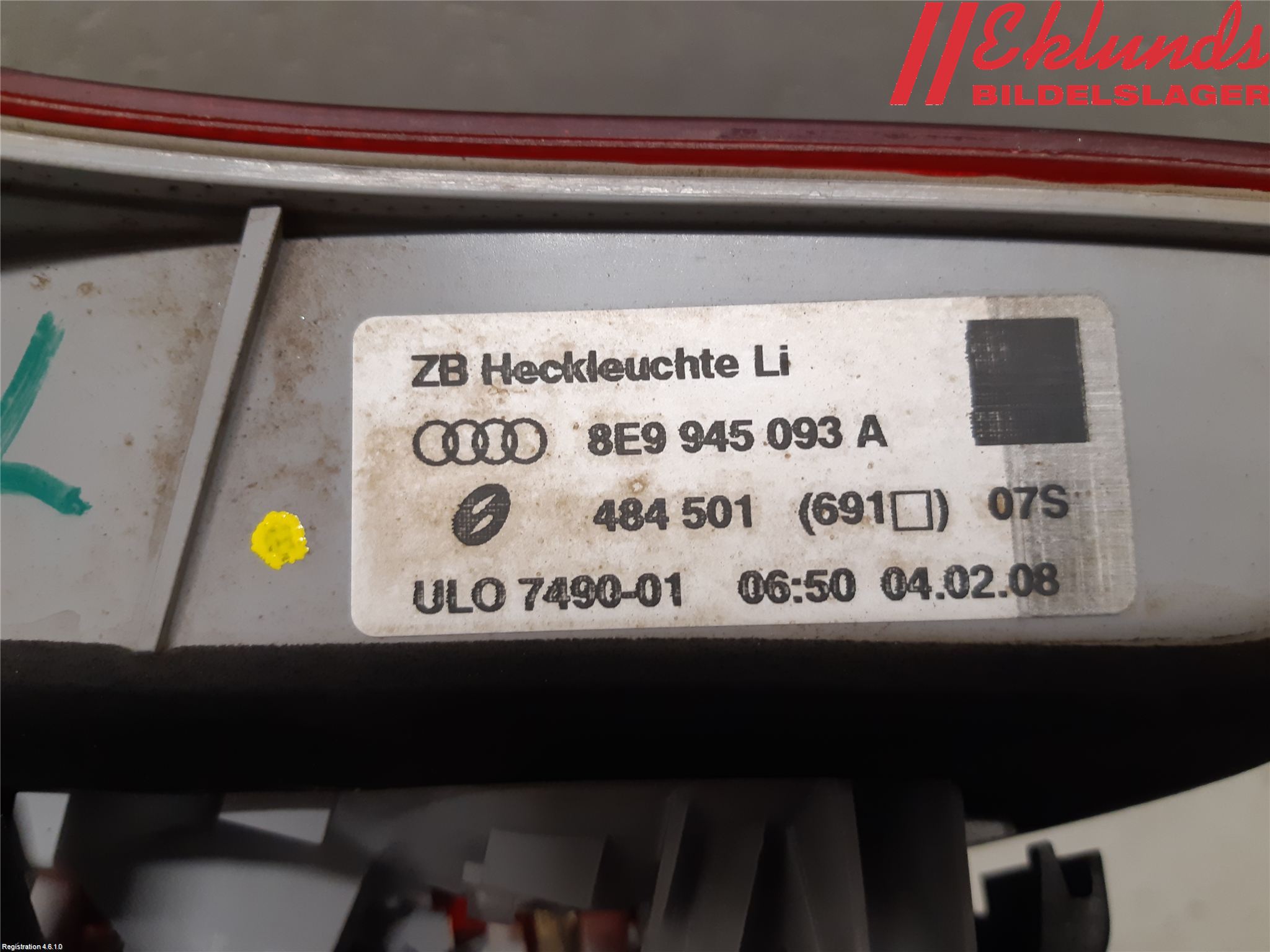 Audi A4/S4 05-07 Bakljus Lucka Vä