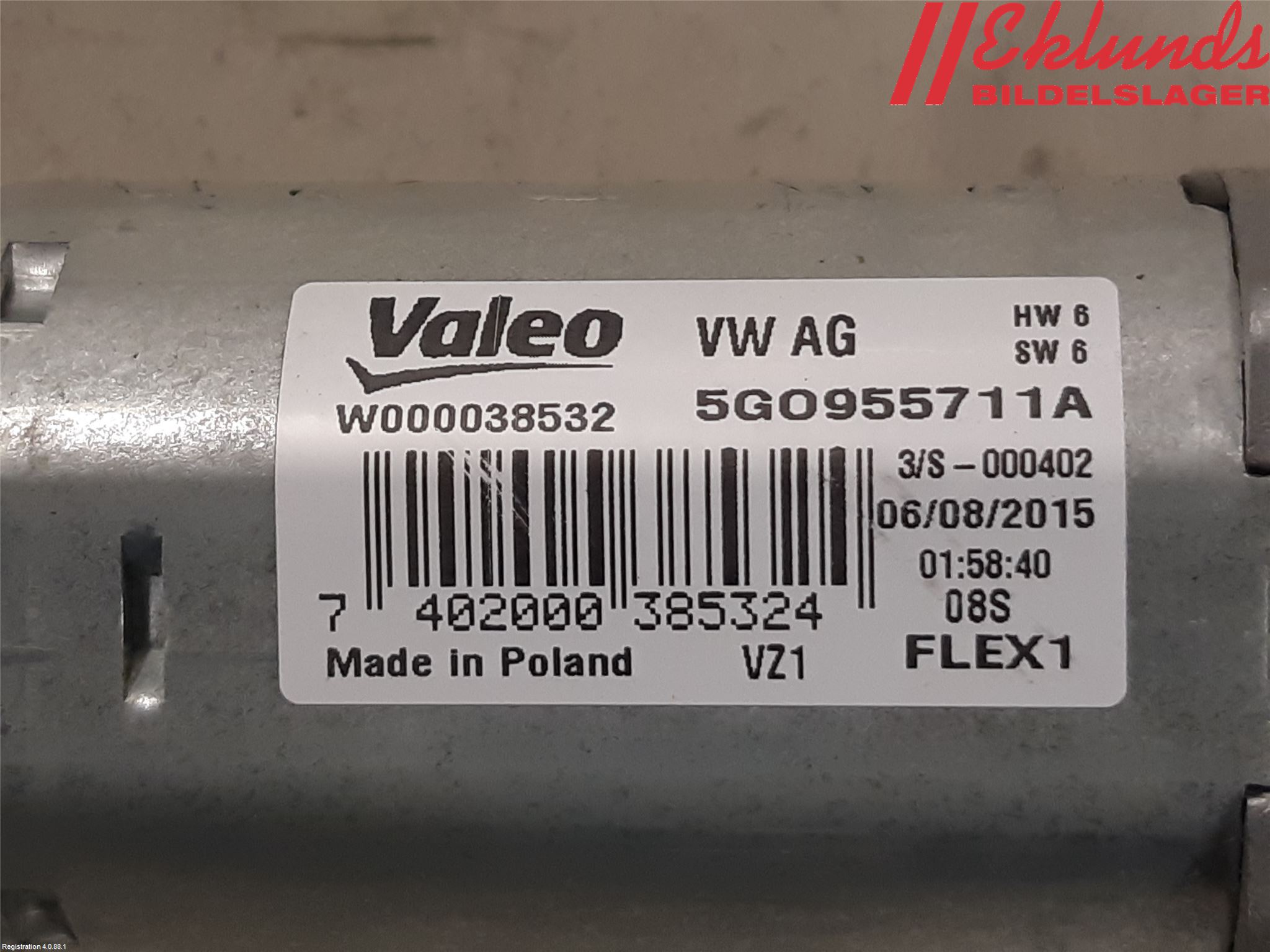 Volkswagen VW GOLF / E-GOLF VII 13-20 Torkarmotor Baklucka