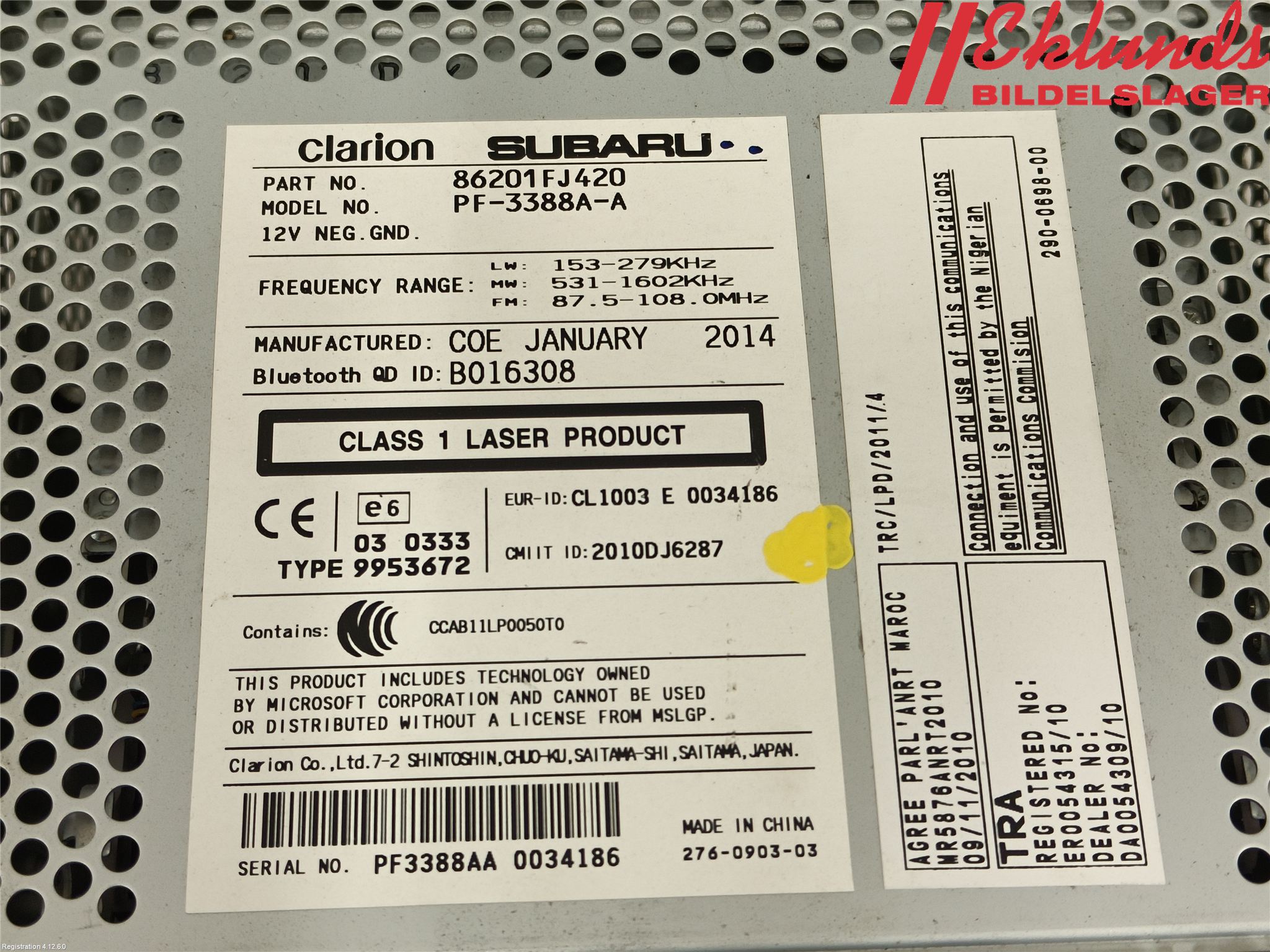 Subaru XV 12-17 Cd Radio - Multimediapanel