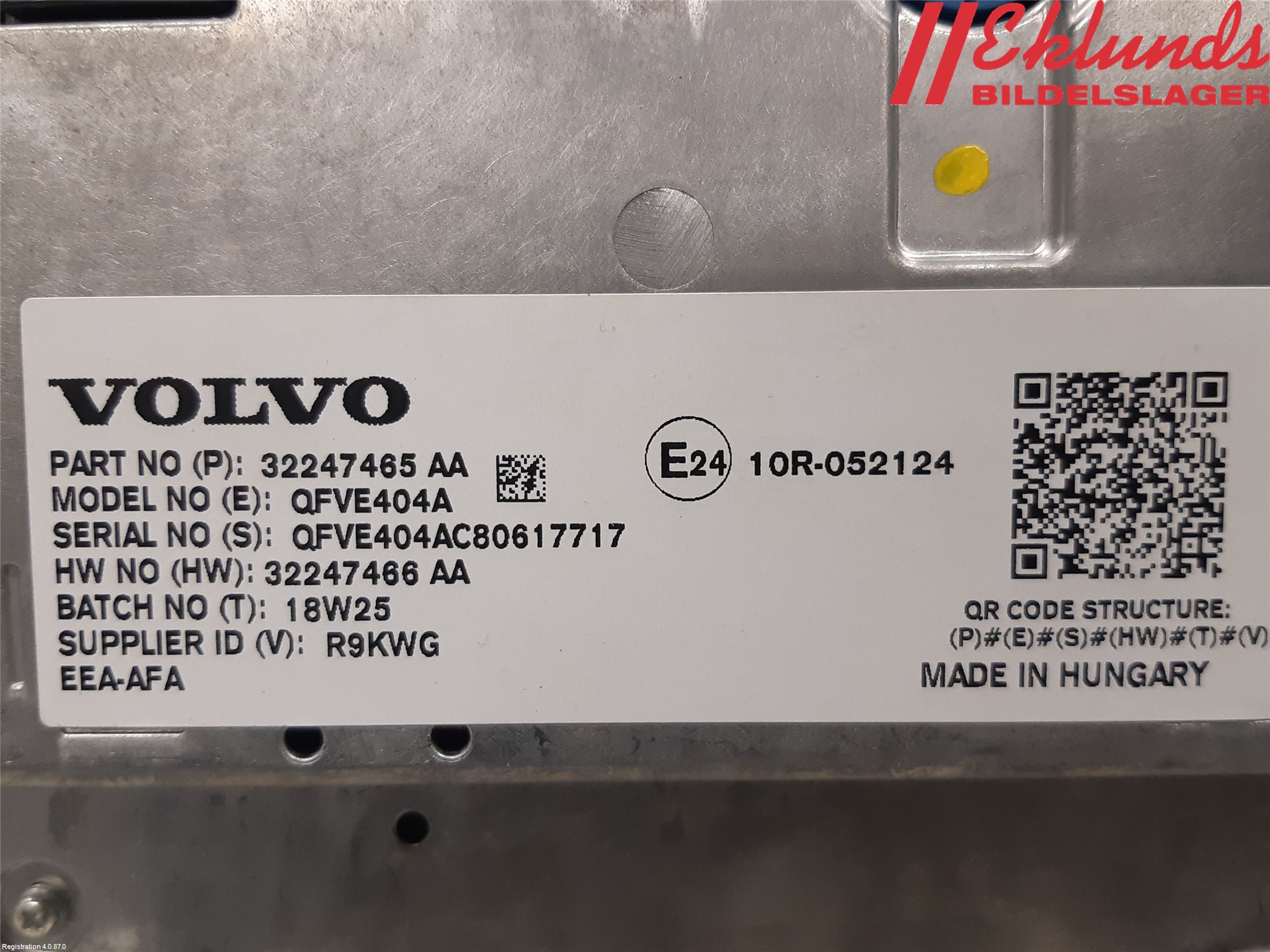 Volvo XC60 18- Cd Radio - Multimediapanel