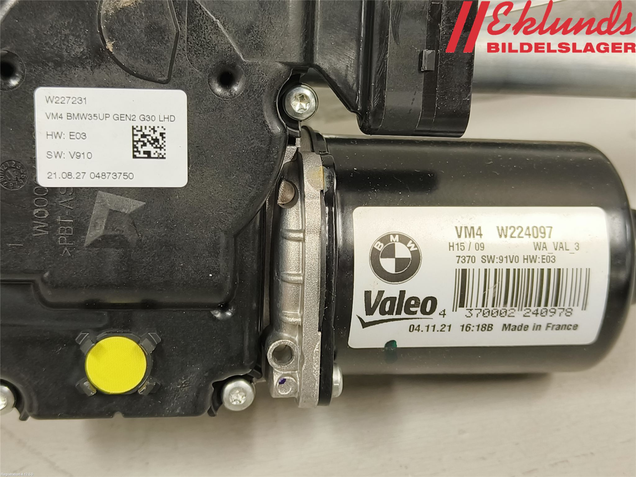 BMW 5 G30/G31/F90 17-23 Torkarmekanism Vindruta