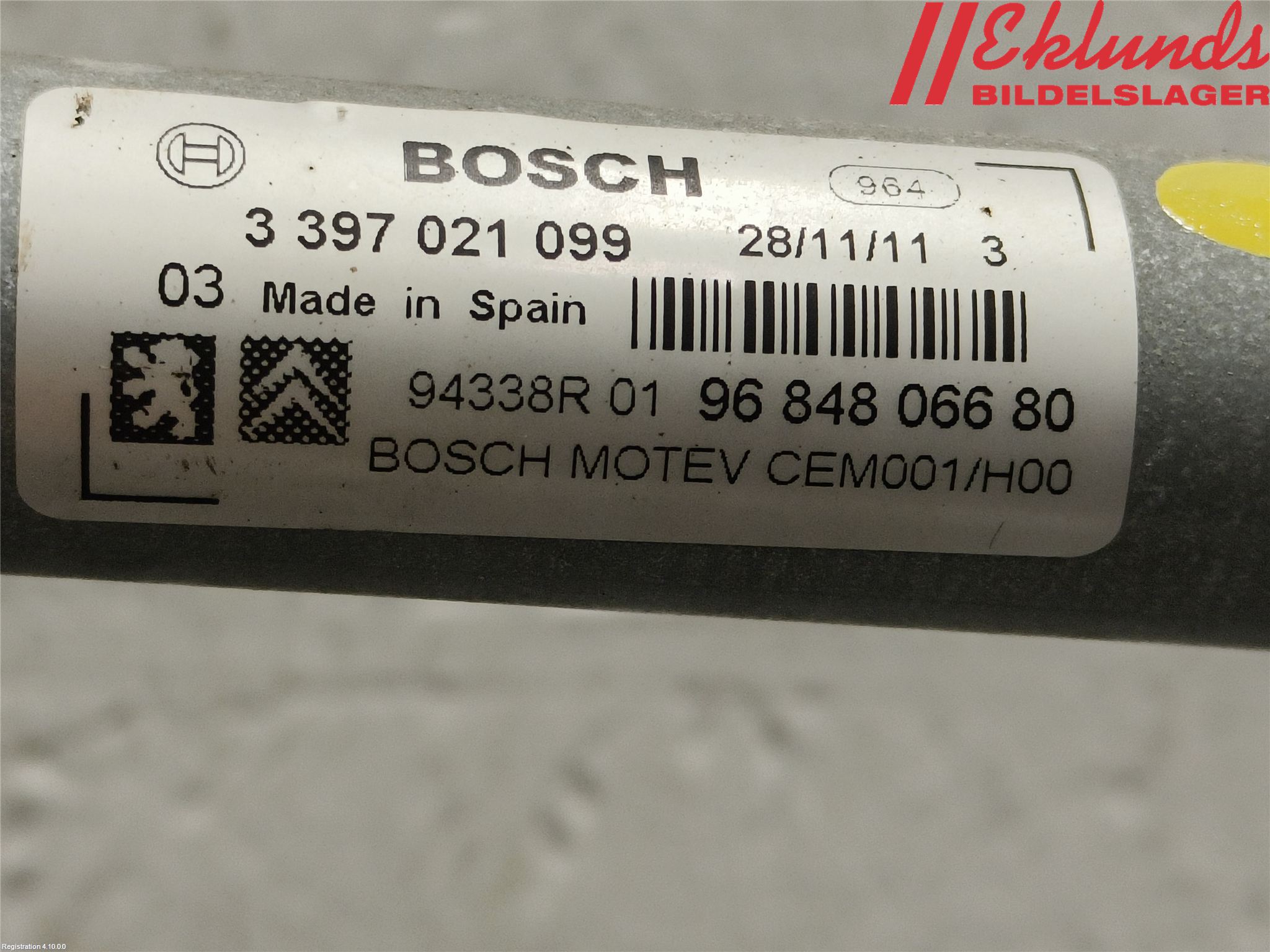 Peugeot 308 08-13 Torkarmekanism Vindruta