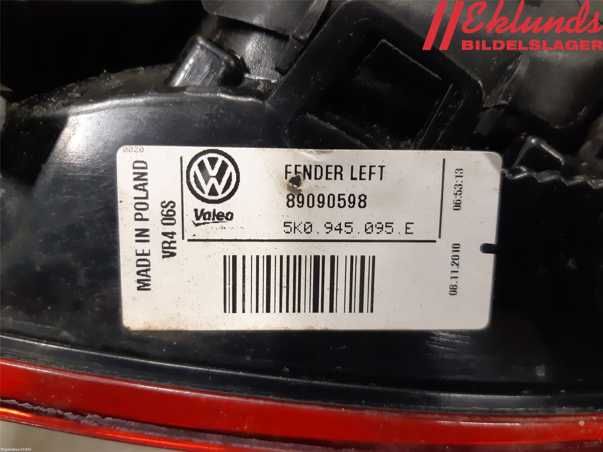 Volkswagen VW GOLF VI 09-13 Bakljus Vänster