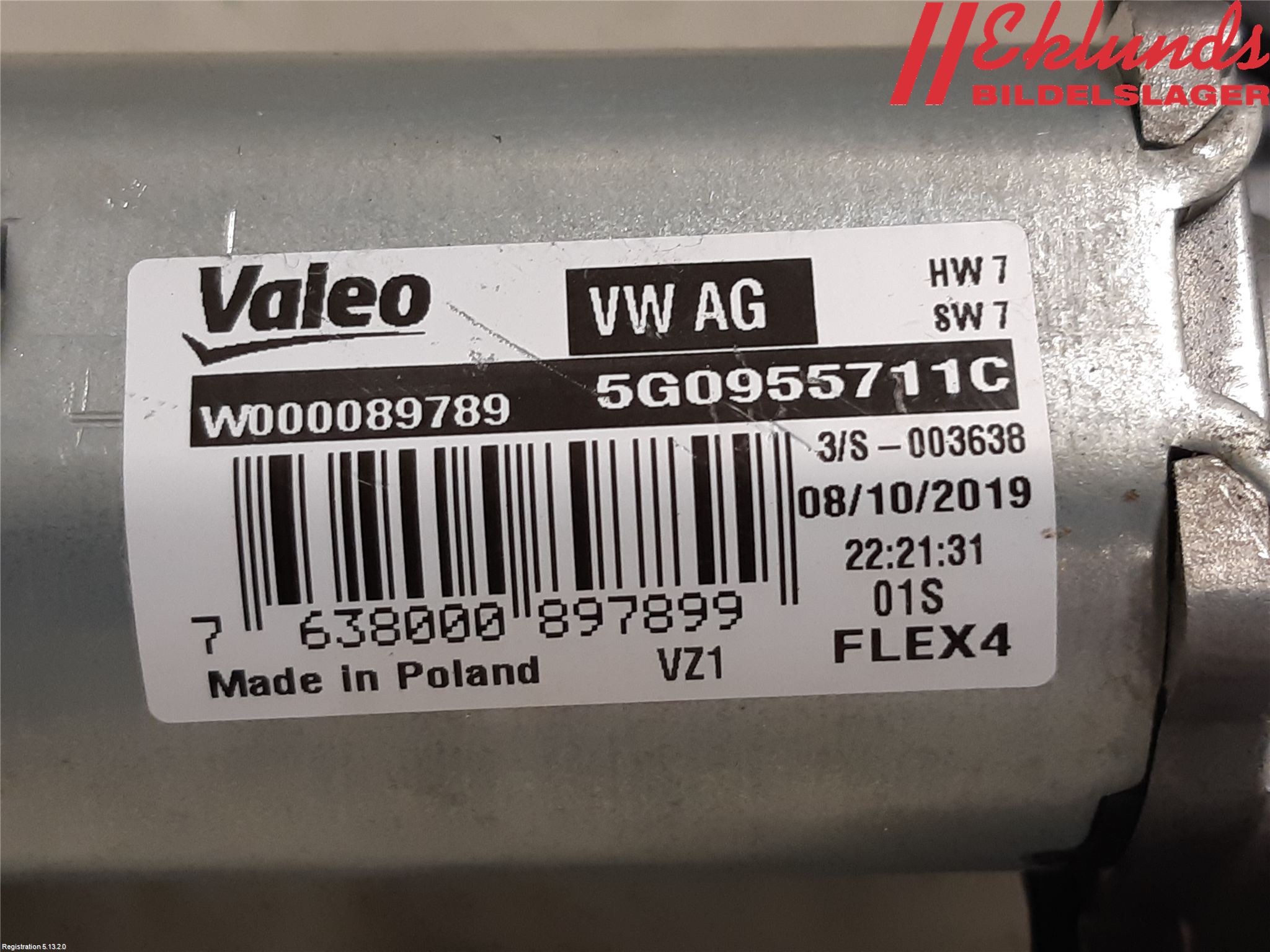 Volkswagen VW GOLF / E-GOLF VII 13-20 Torkarmotor Baklucka
