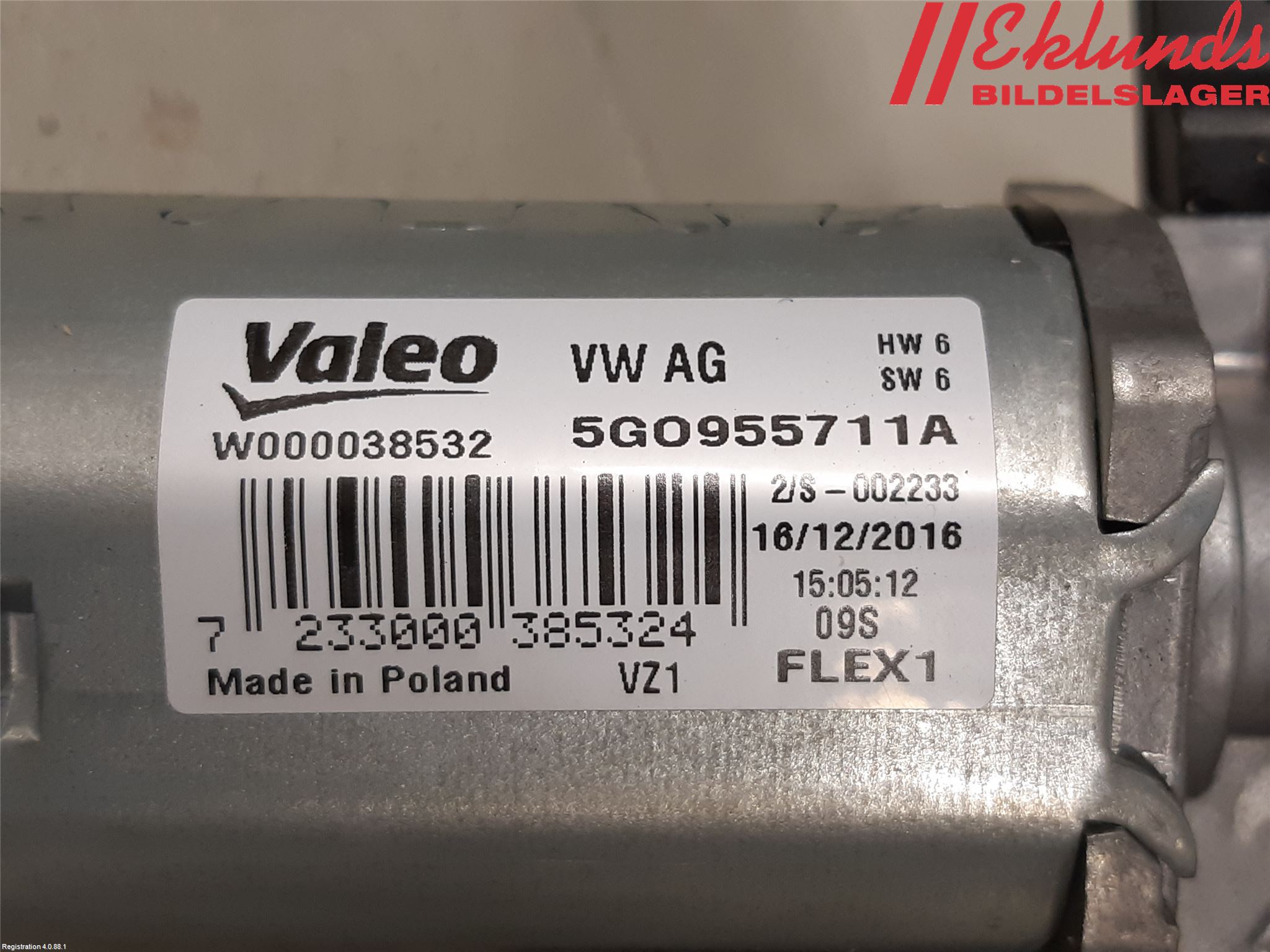 Volkswagen VW PASSAT 15-19 Torkarmotor Baklucka