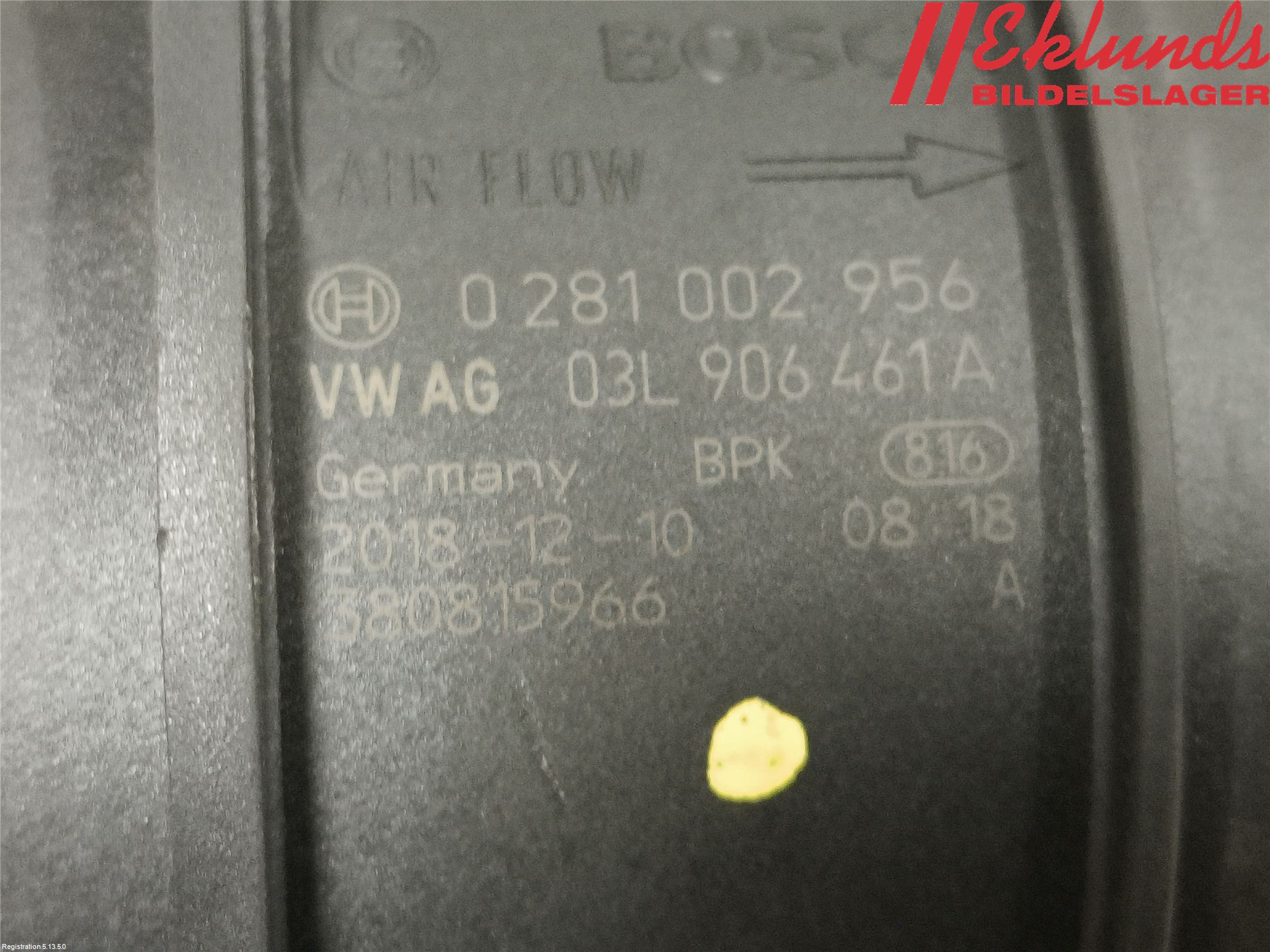 Volkswagen VW CADDY 16-20 Injluftmassamätare