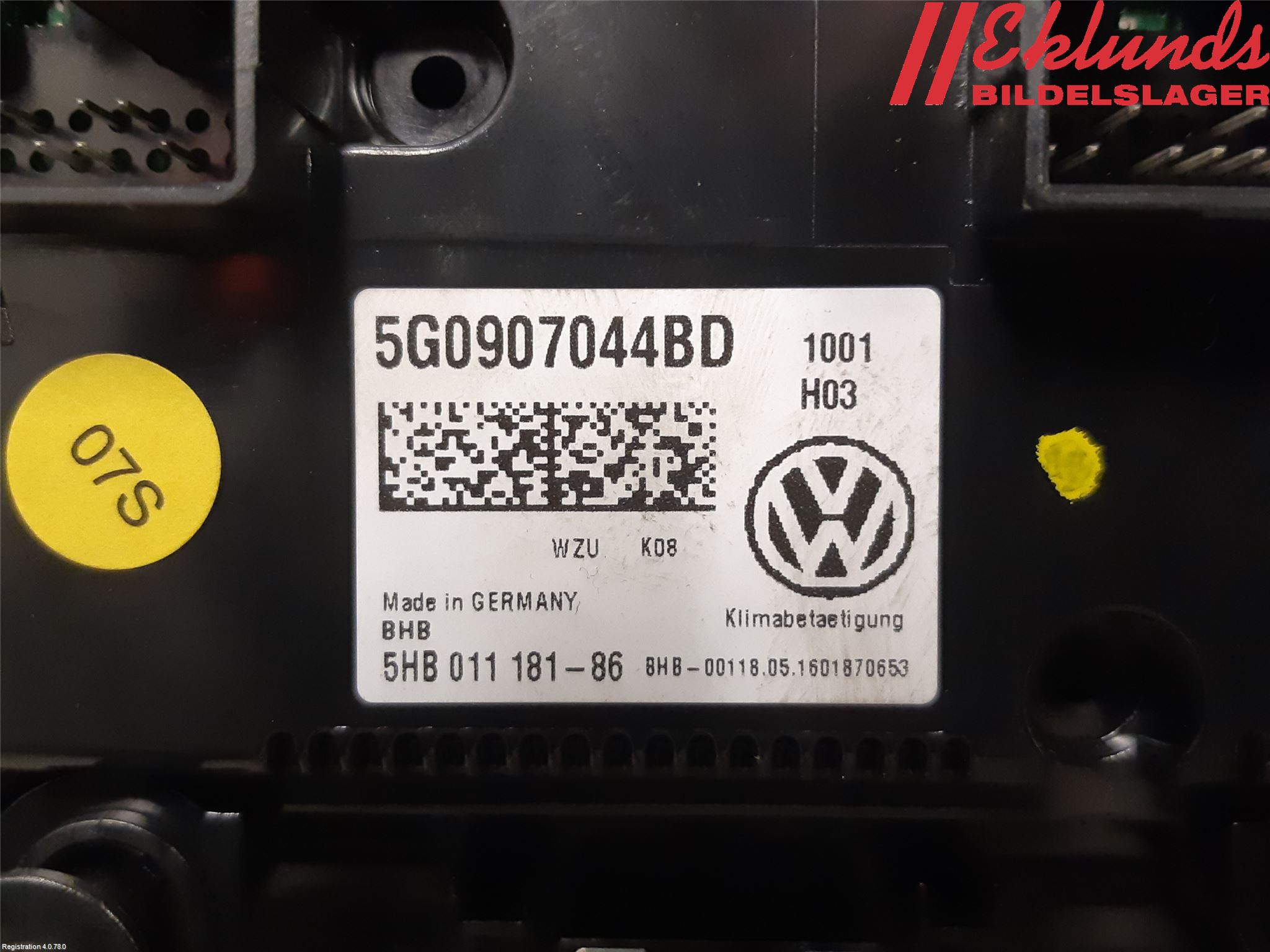 Volkswagen VW GOLF / E-GOLF VII 13-20 Ac Styrenhet Ac Manöveren