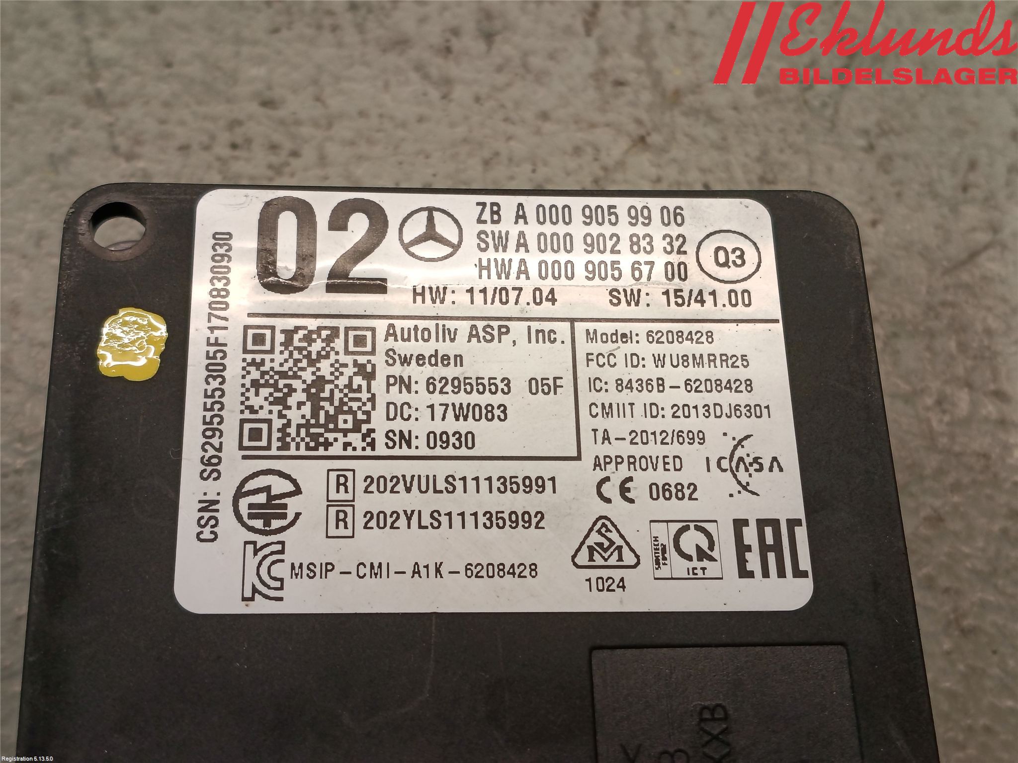 Mercedes-Benz MB ML/GLE-KLASS (W166) 12-18 Sensor Aktivt Kollisionsskydd