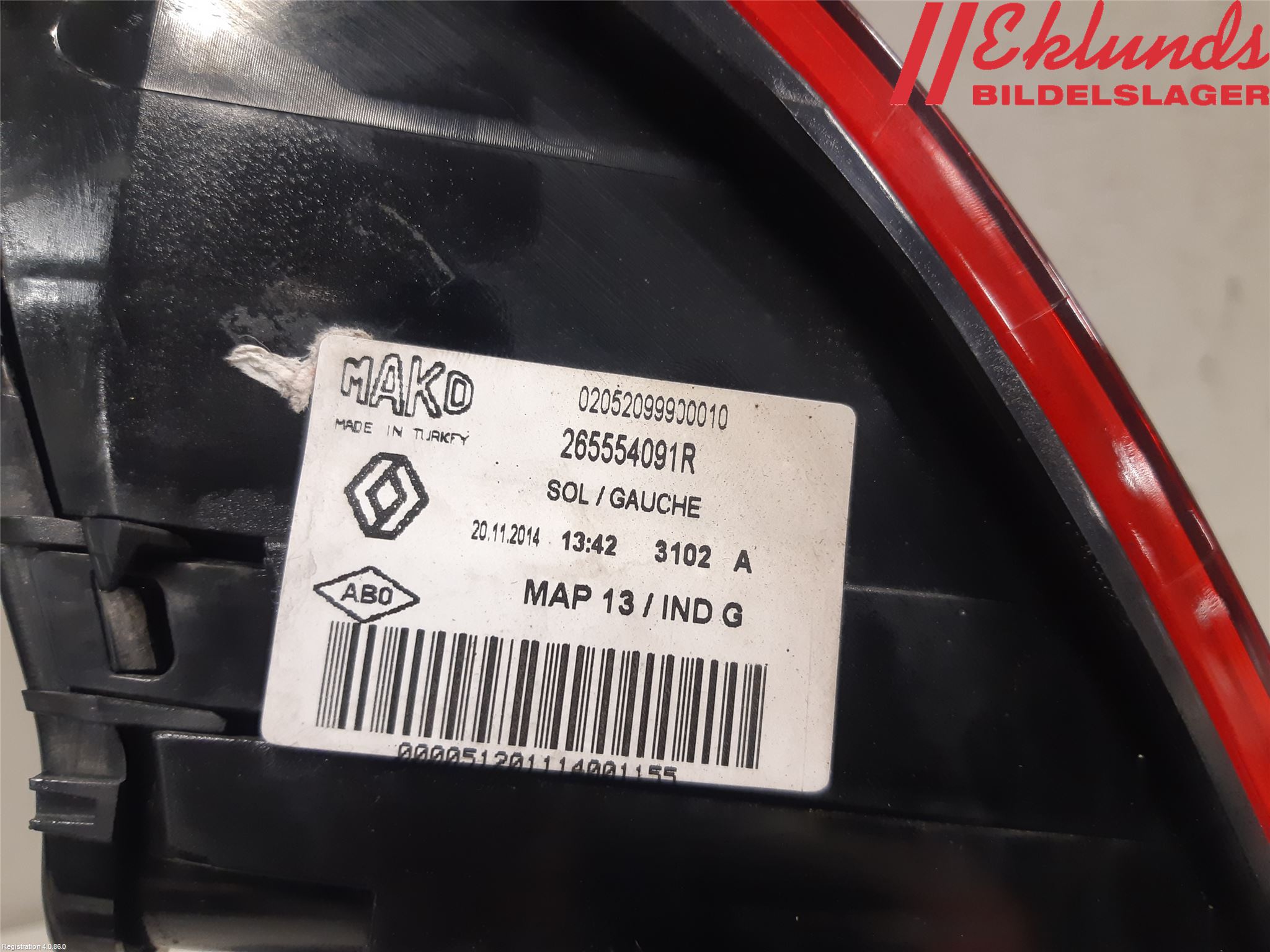 Renault CLIO IV 12-16 Bakljus Vänster