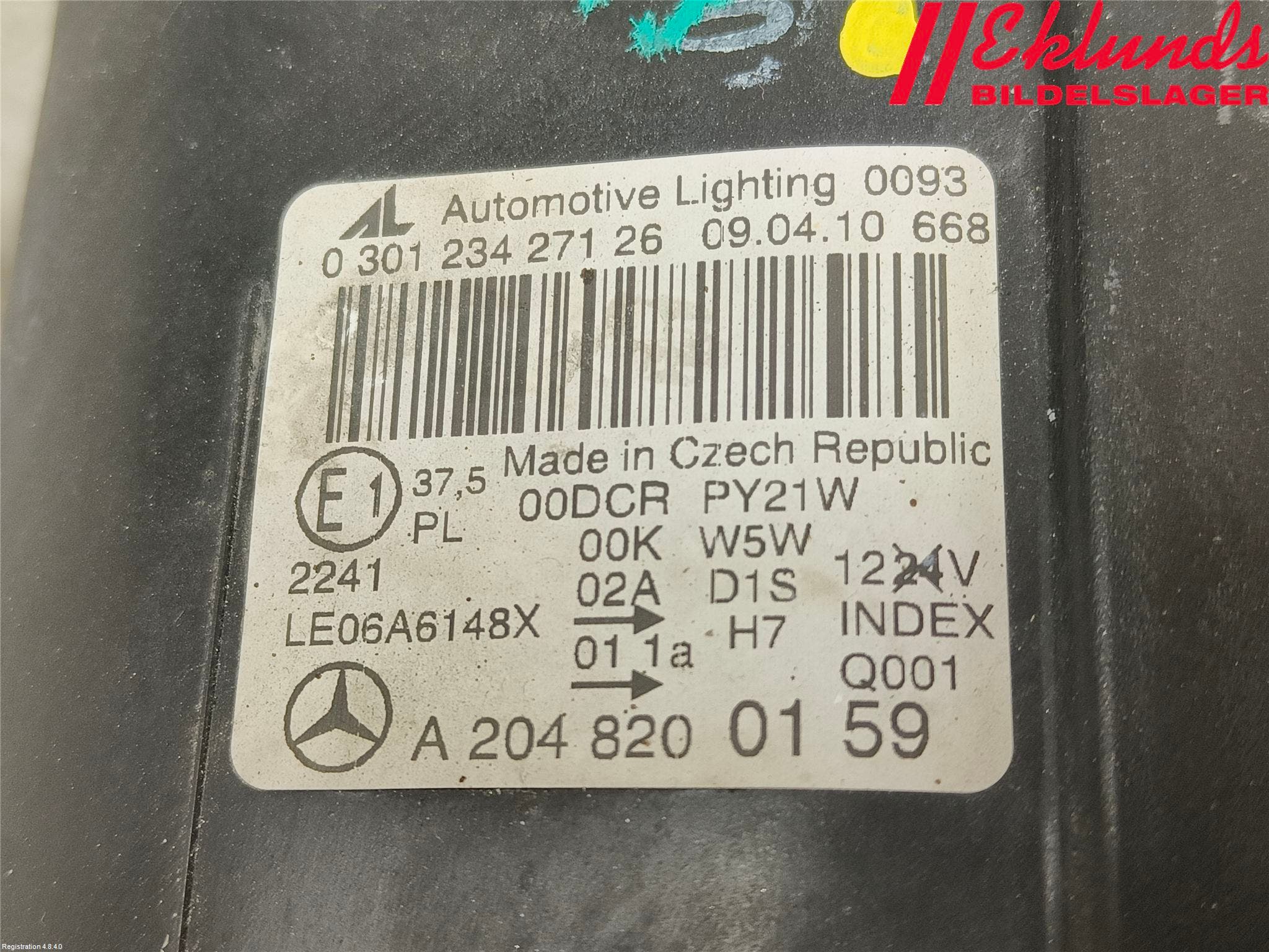 Mercedes-Benz MB C-KLASS (W204) 07-15 Strålkastare Vänster