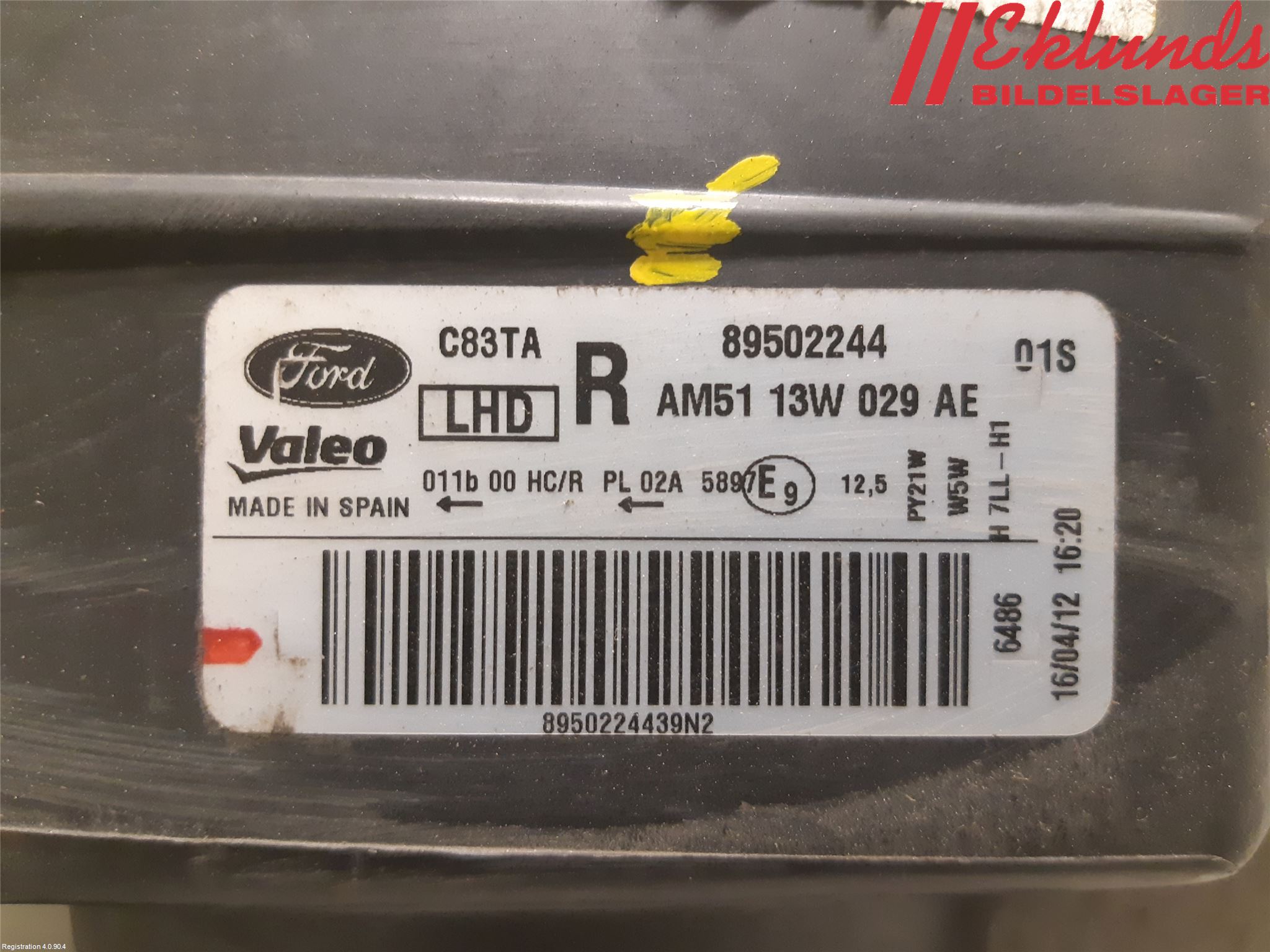 Ford C-MAX II  11-14 Strålkastare Höger