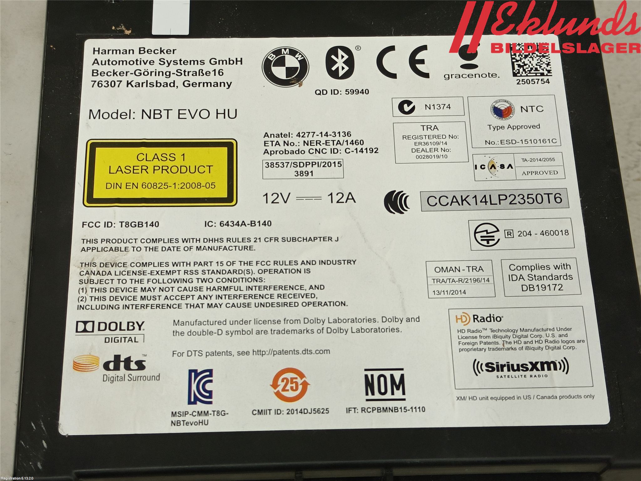 BMW 5 G30/G31/F90 17-23 Cd Radio - Multimediapanel