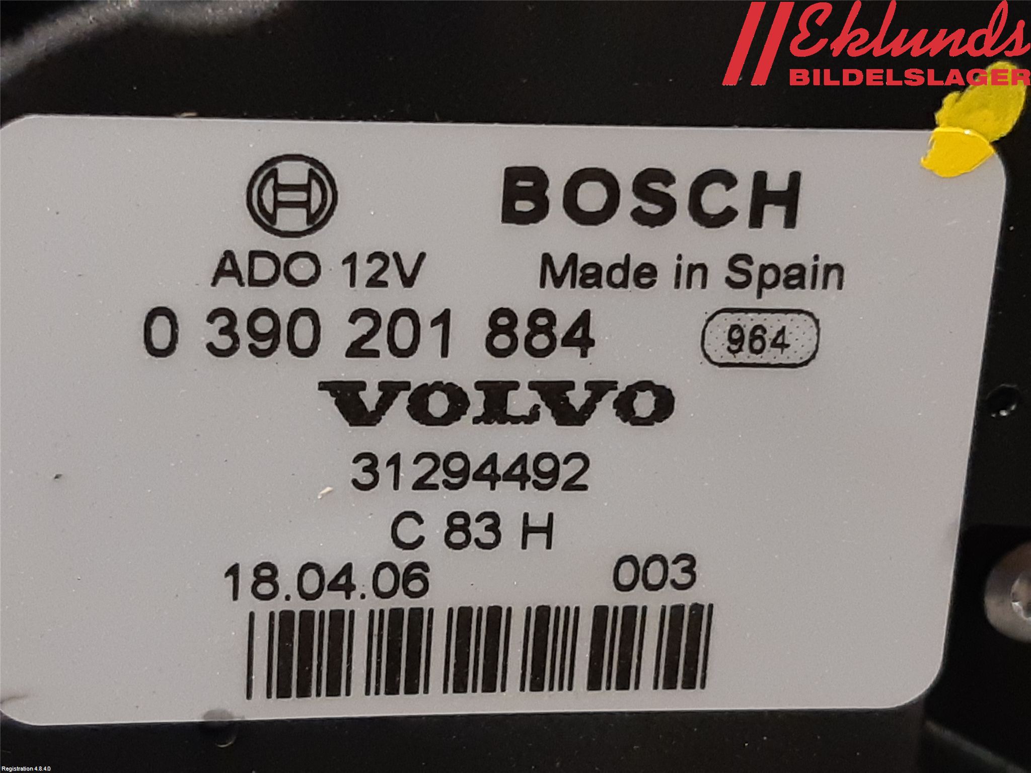 Volvo V60 14-18 Torkarmotor Baklucka