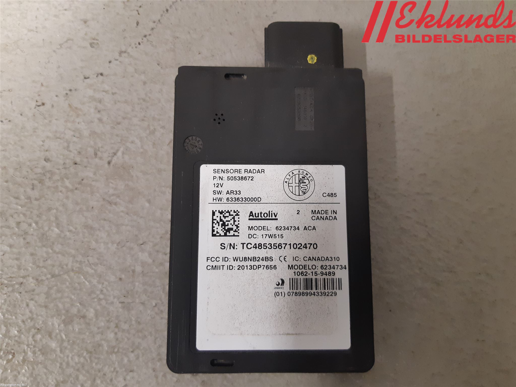 Alfa GIULIA Sensor Aktivt Kollisionsskydd