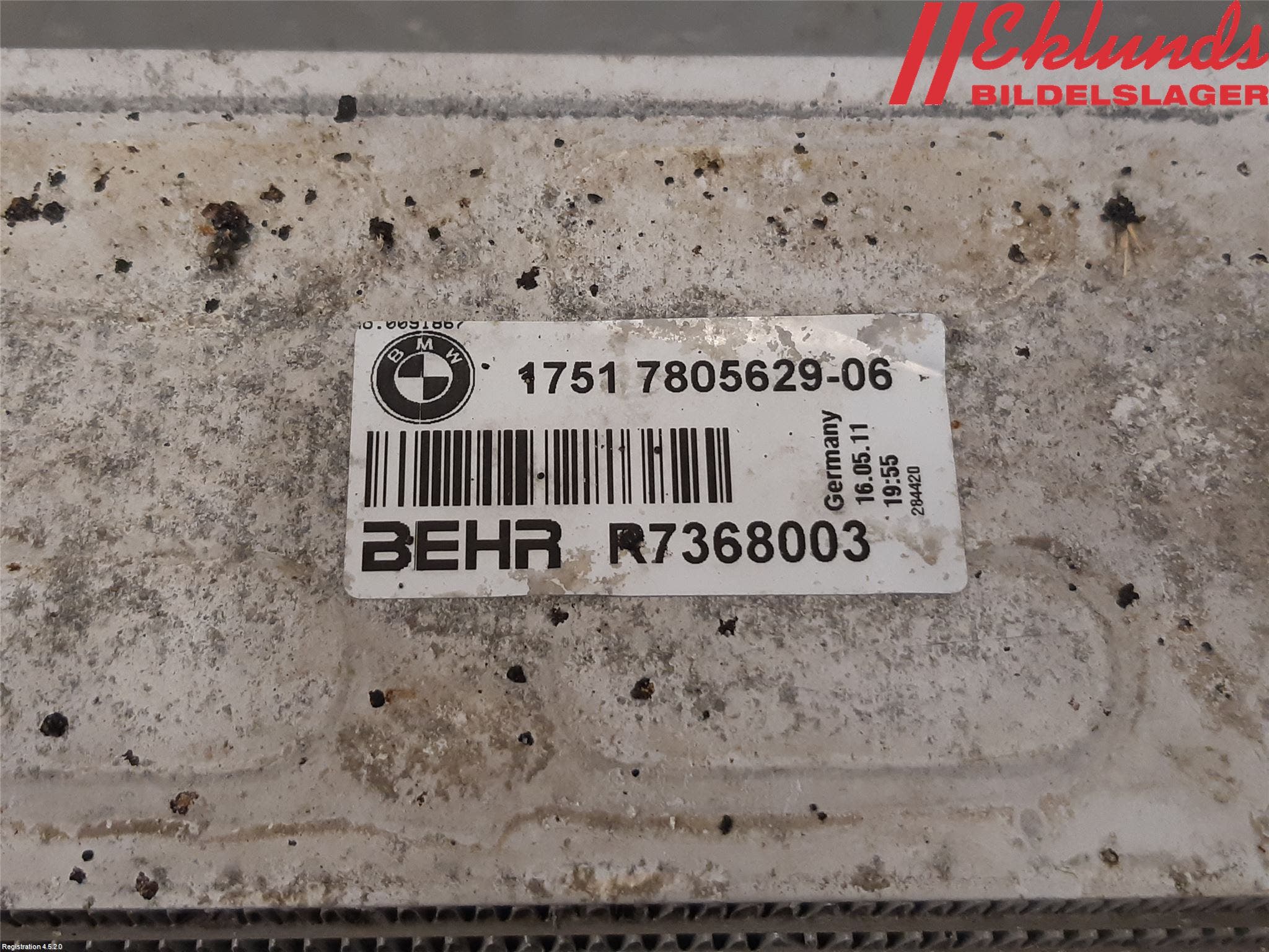 BMW 5 F10/F11/F18 09-17 Laddluft-Intercooler Kyl