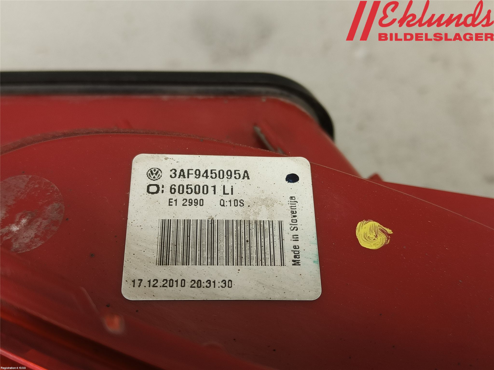 Volkswagen VW PASSAT 11-14 Bakljus Vänster