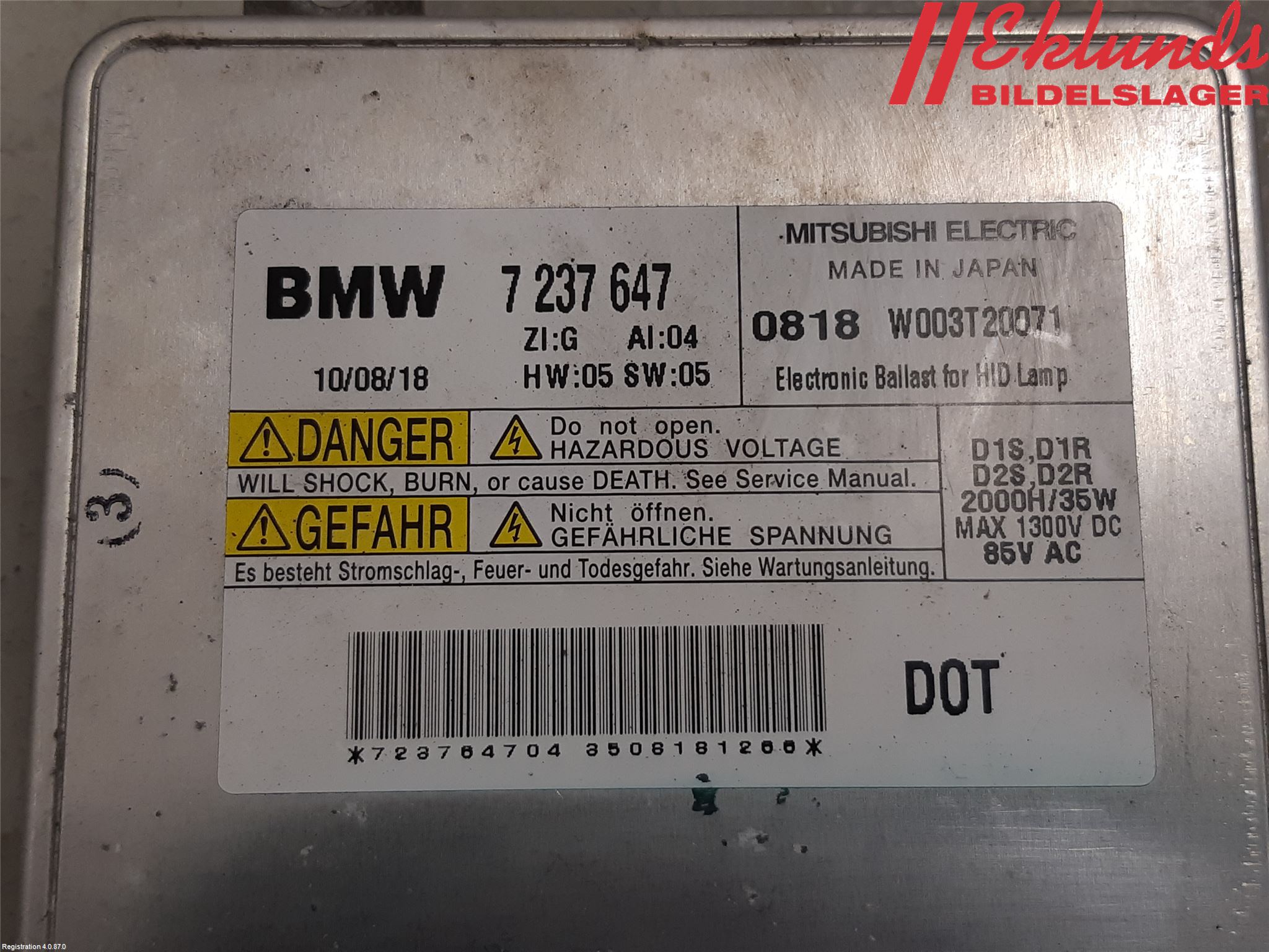 BMW 5 F10/F11/F18 09-17 Styrenhet Strålkastare