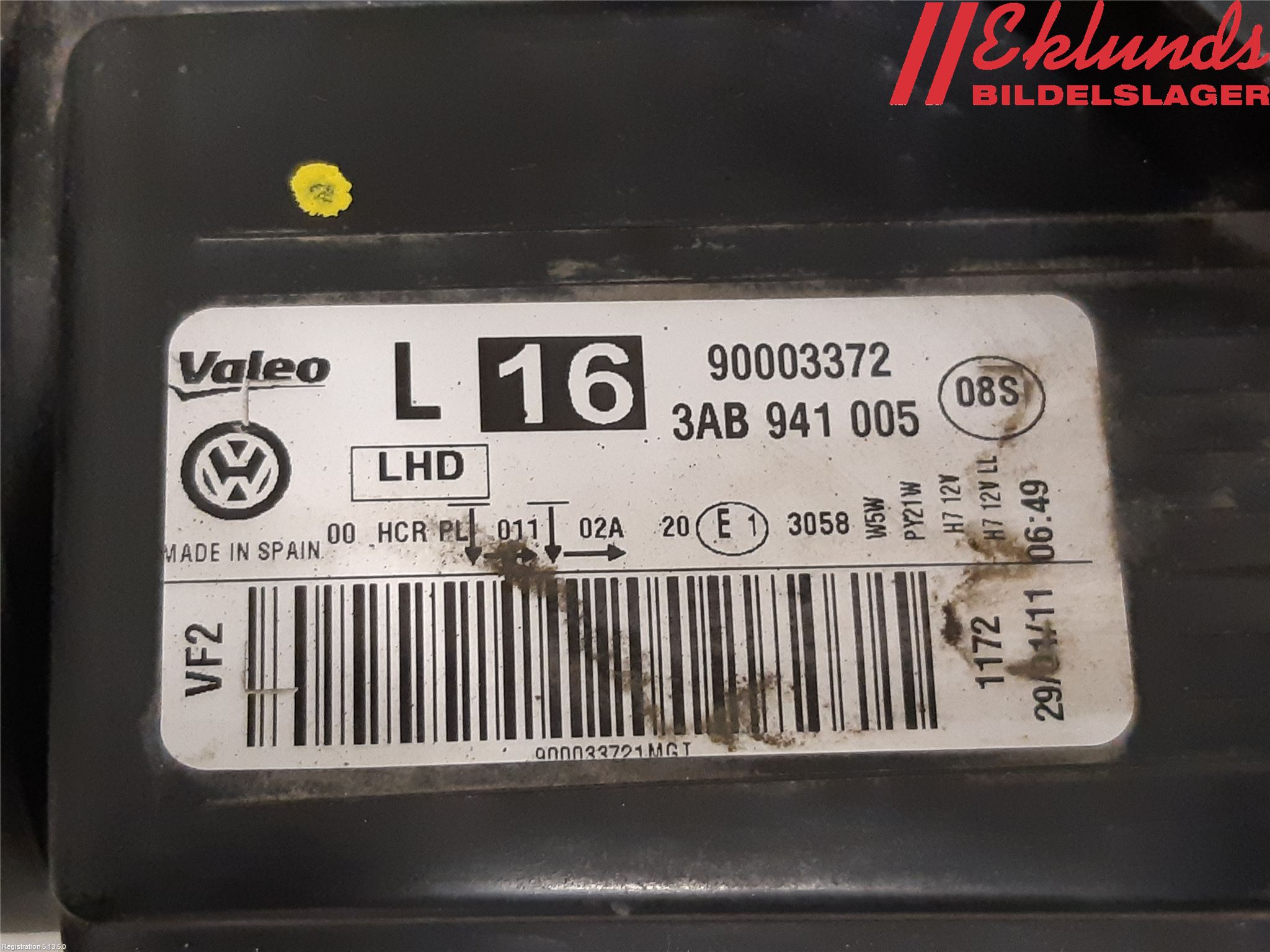 Volkswagen VW PASSAT 11-14 Strålkastare Vänster