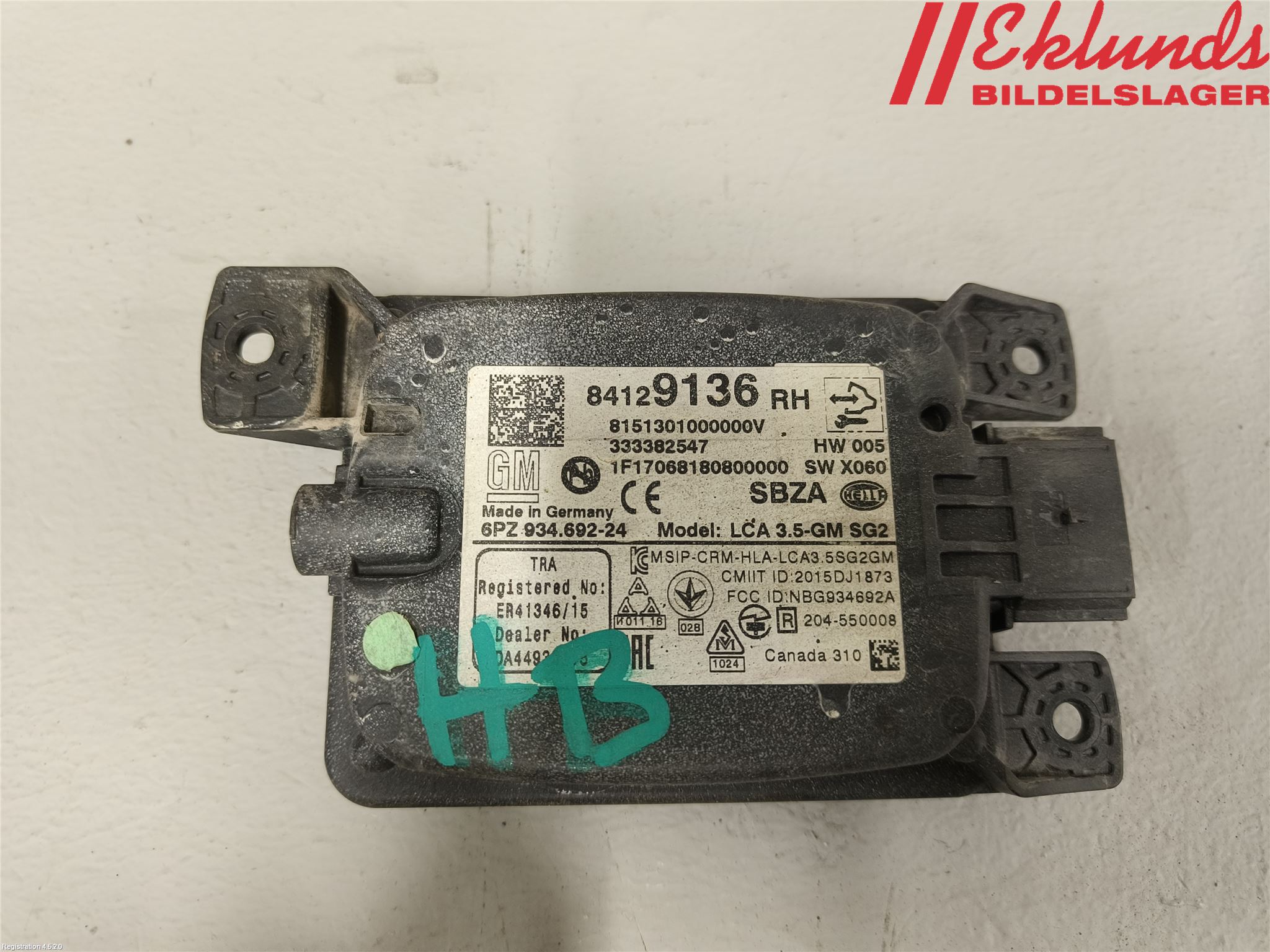 Opel INSIGNIA 17- Sensor Aktivt Kollisionsskydd