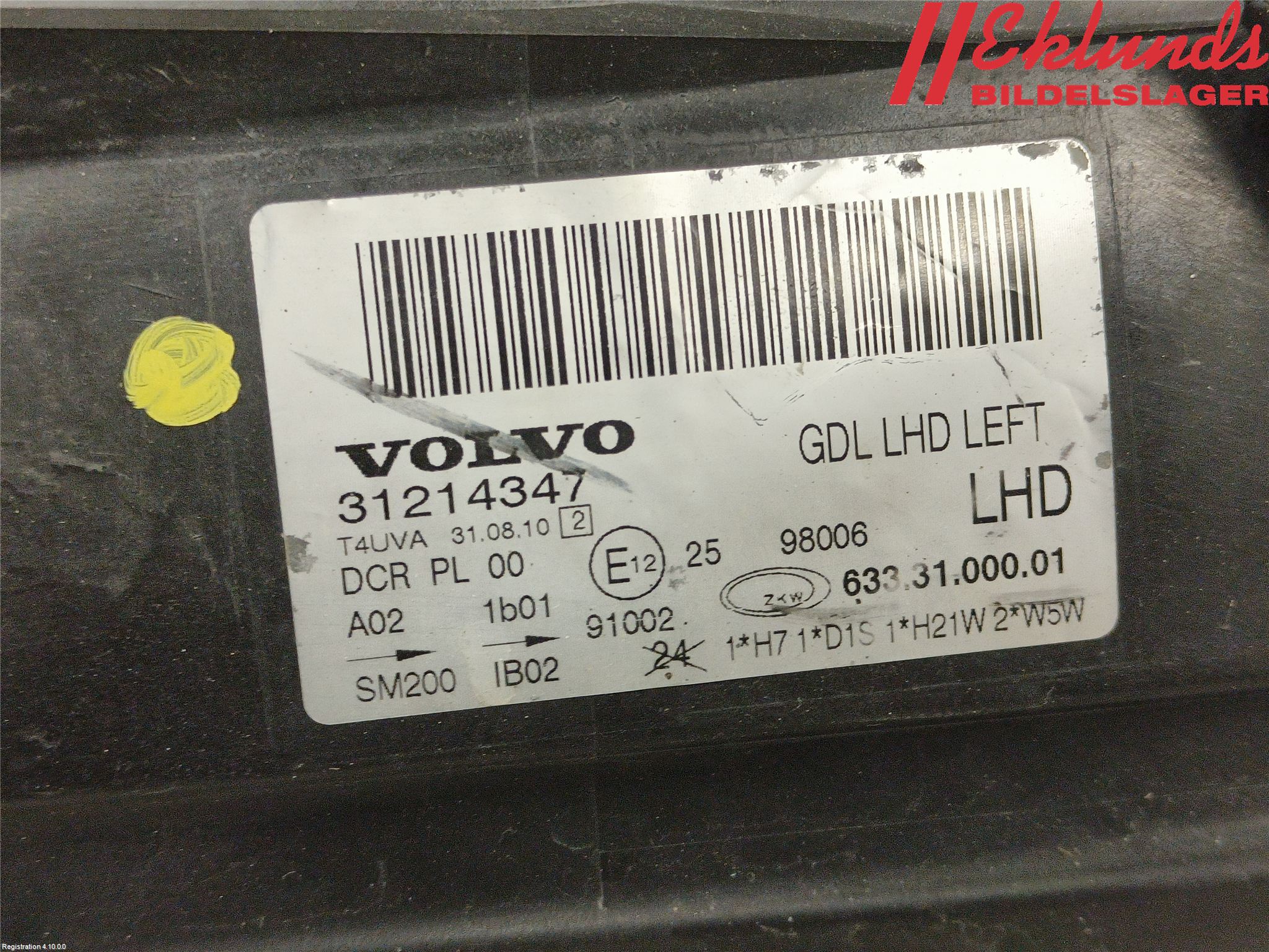 Volvo V70 08-13 Strålkastare Vänster