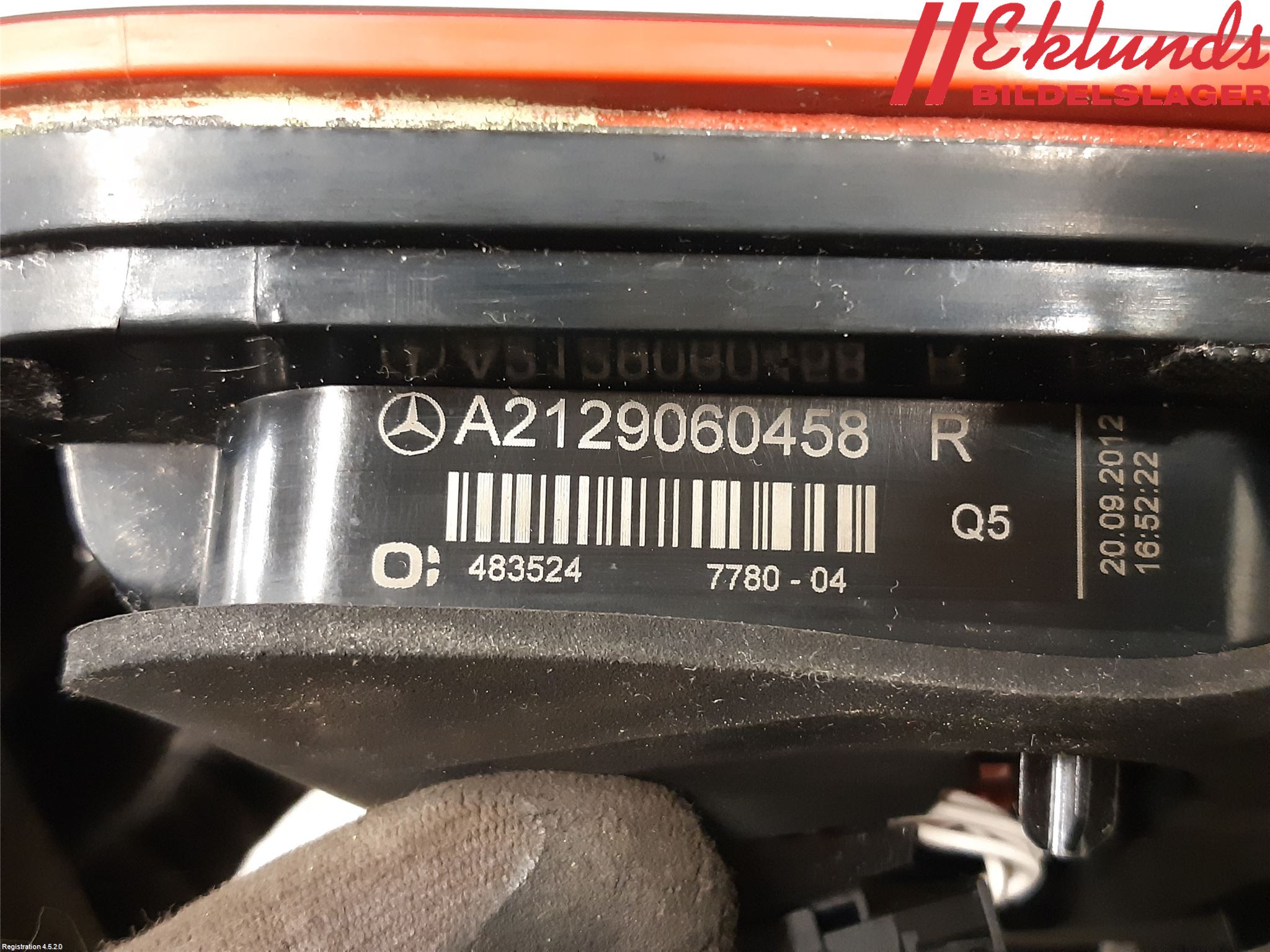 Mercedes-Benz MB E-KLASS (W212) 09-16 Bakljus Lucka Hö