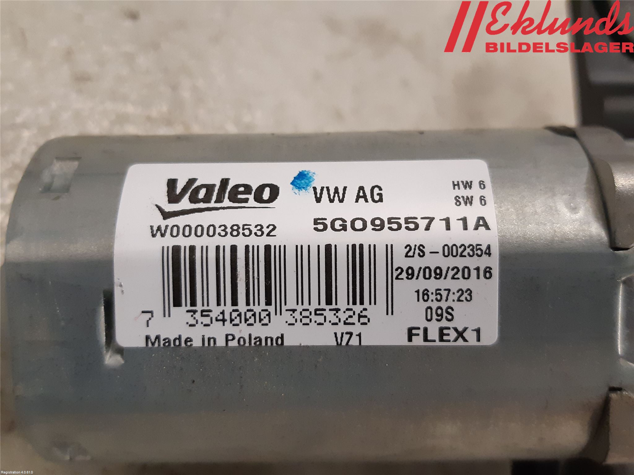 Volkswagen VW PASSAT 15-19 Torkarmotor Baklucka