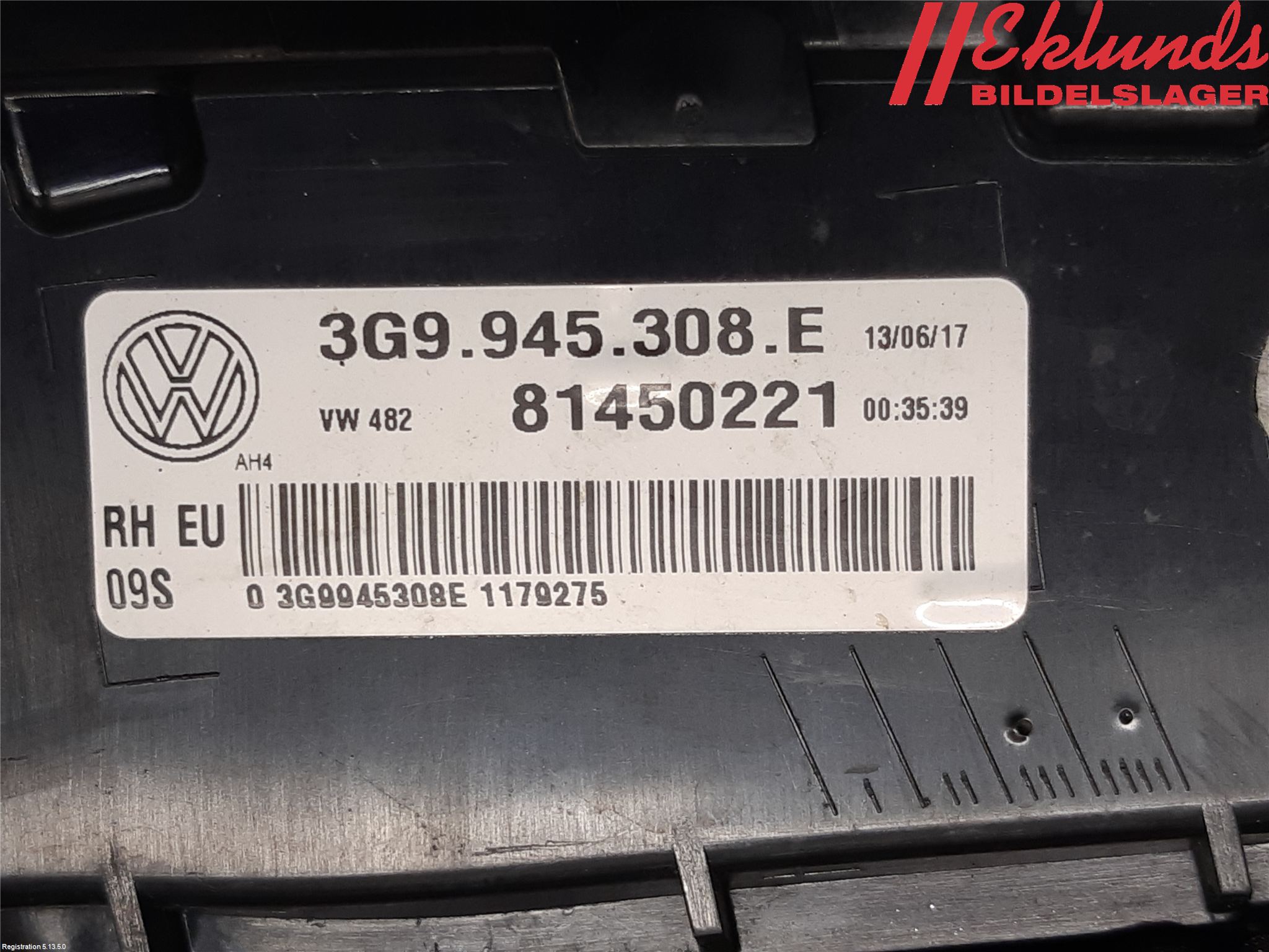Volkswagen VW PASSAT 15-19 Bakljus Lucka Hö