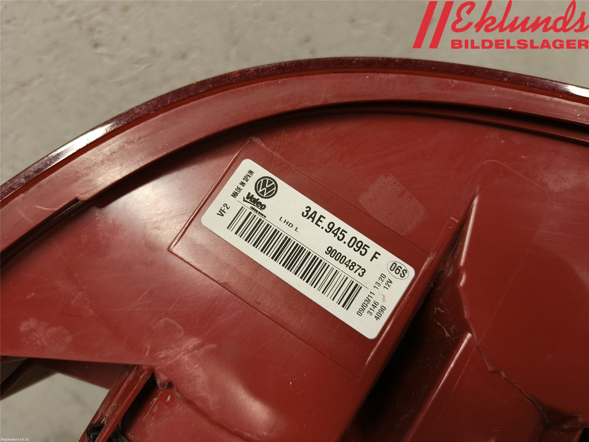 Volkswagen VW PASSAT 11-14 Bakljus Vänster