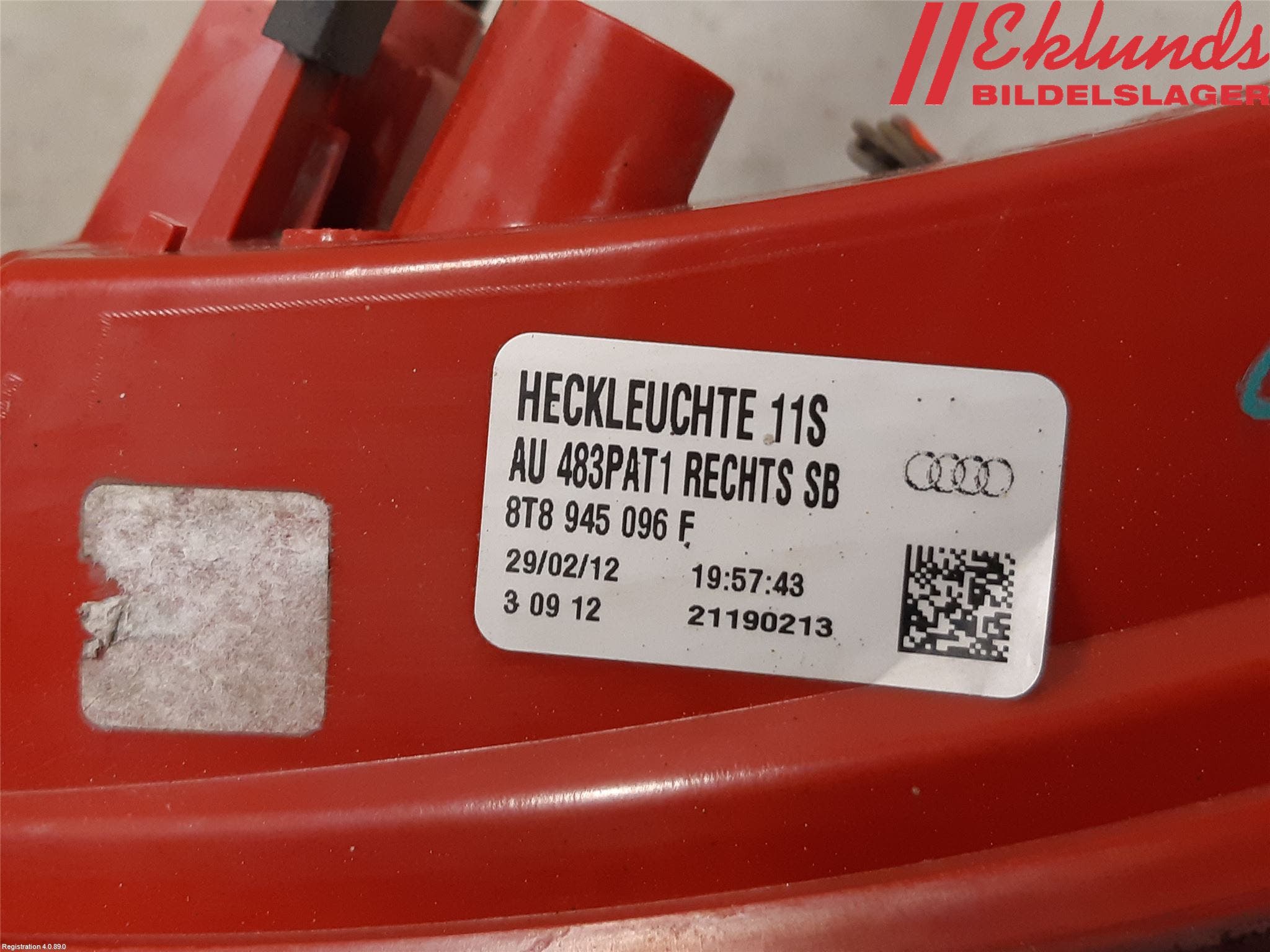 Audi A5 07-16 Bakljus Höger