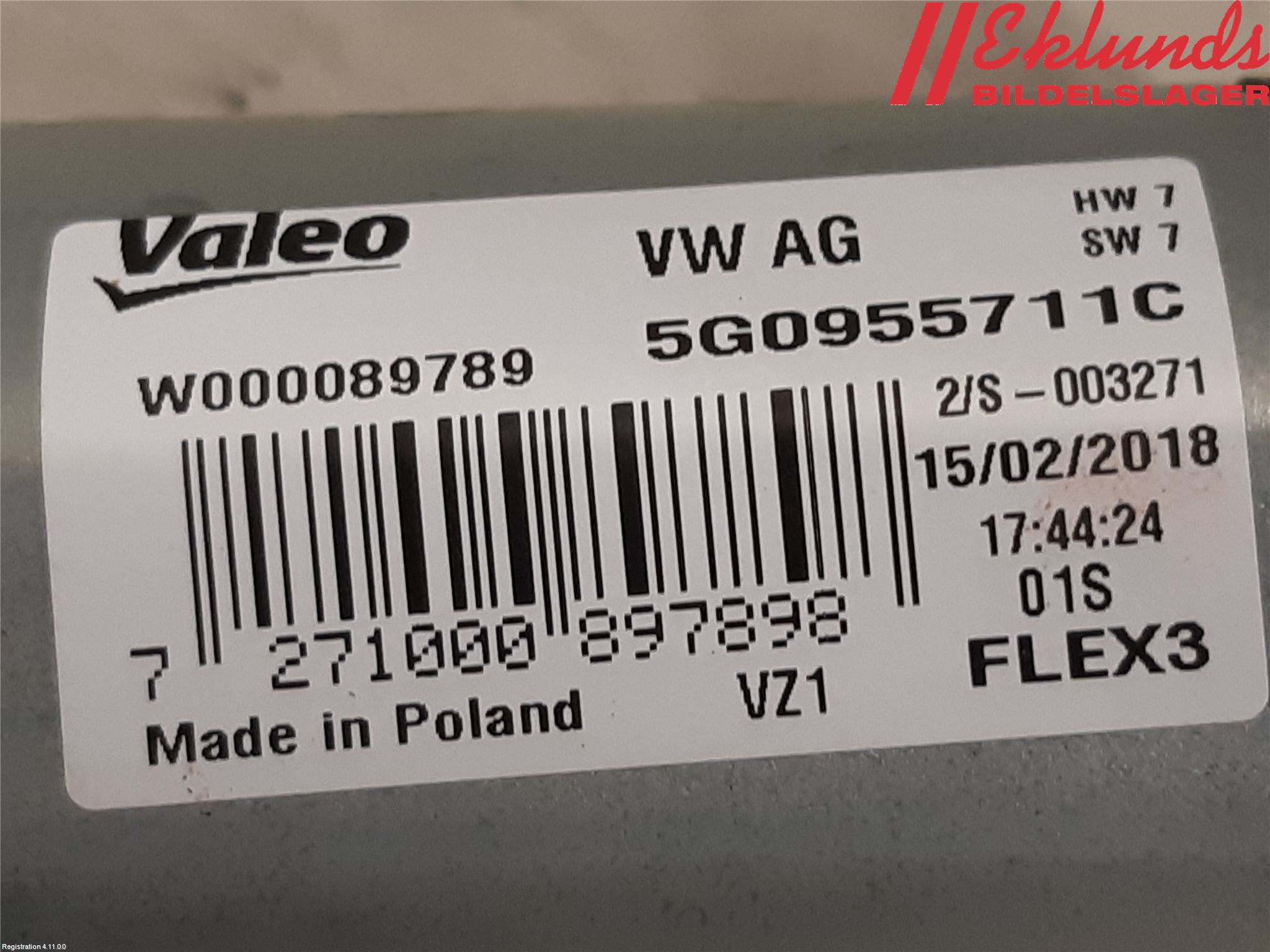 Volkswagen VW PASSAT 15-19 Torkarmotor Baklucka