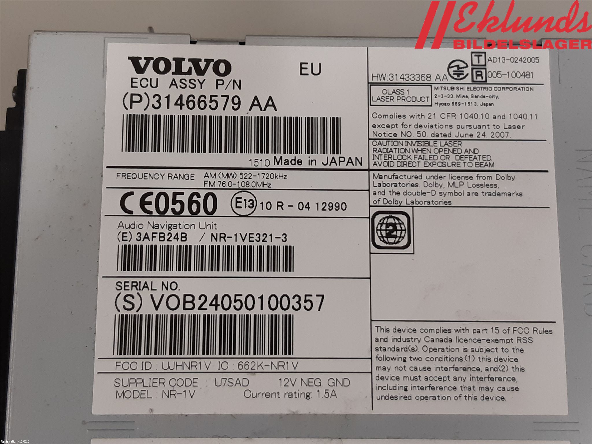 Volvo XC70 14-16 Cd Radio - Multimediapanel