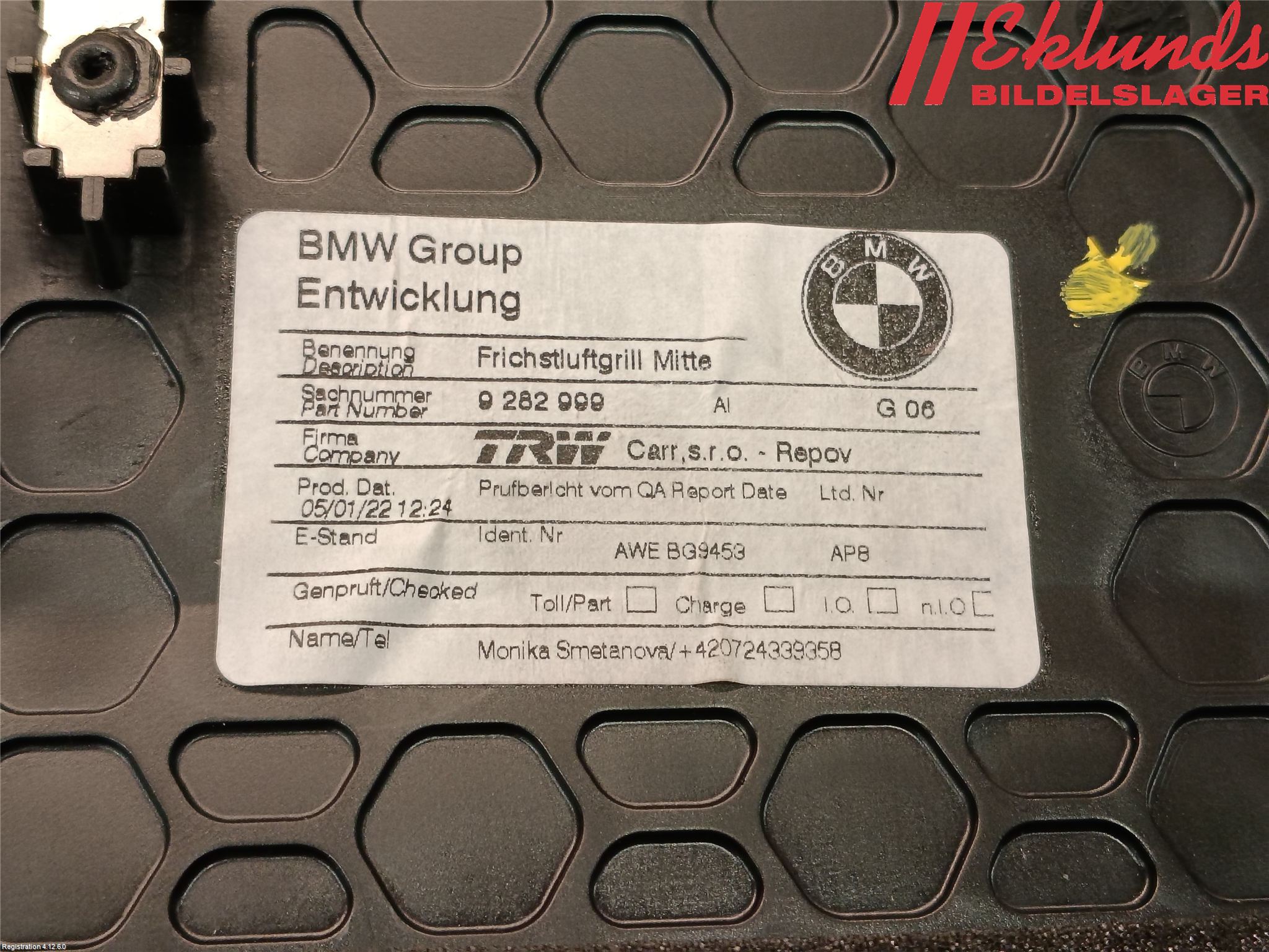 BMW i3 I01 13-22 Defrosterkanal-Munstycke